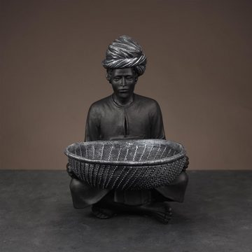 Furni24 Dekofigur Wohnaccessoires, große indische Figurenskulptur, schwarz/silber