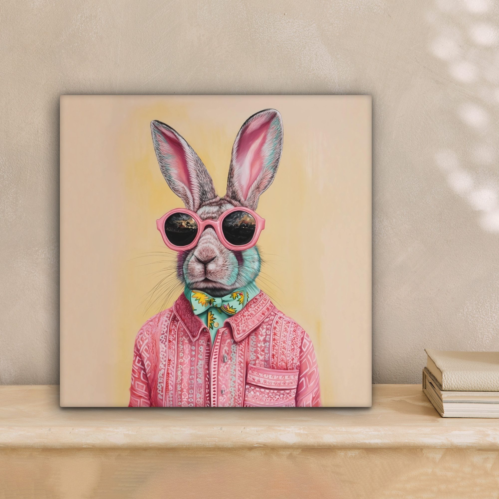 OneMillionCanvasses® Leinwandbild Grau - Kaninchen - Bluse - Fliege, Fotodr günstig online kaufen