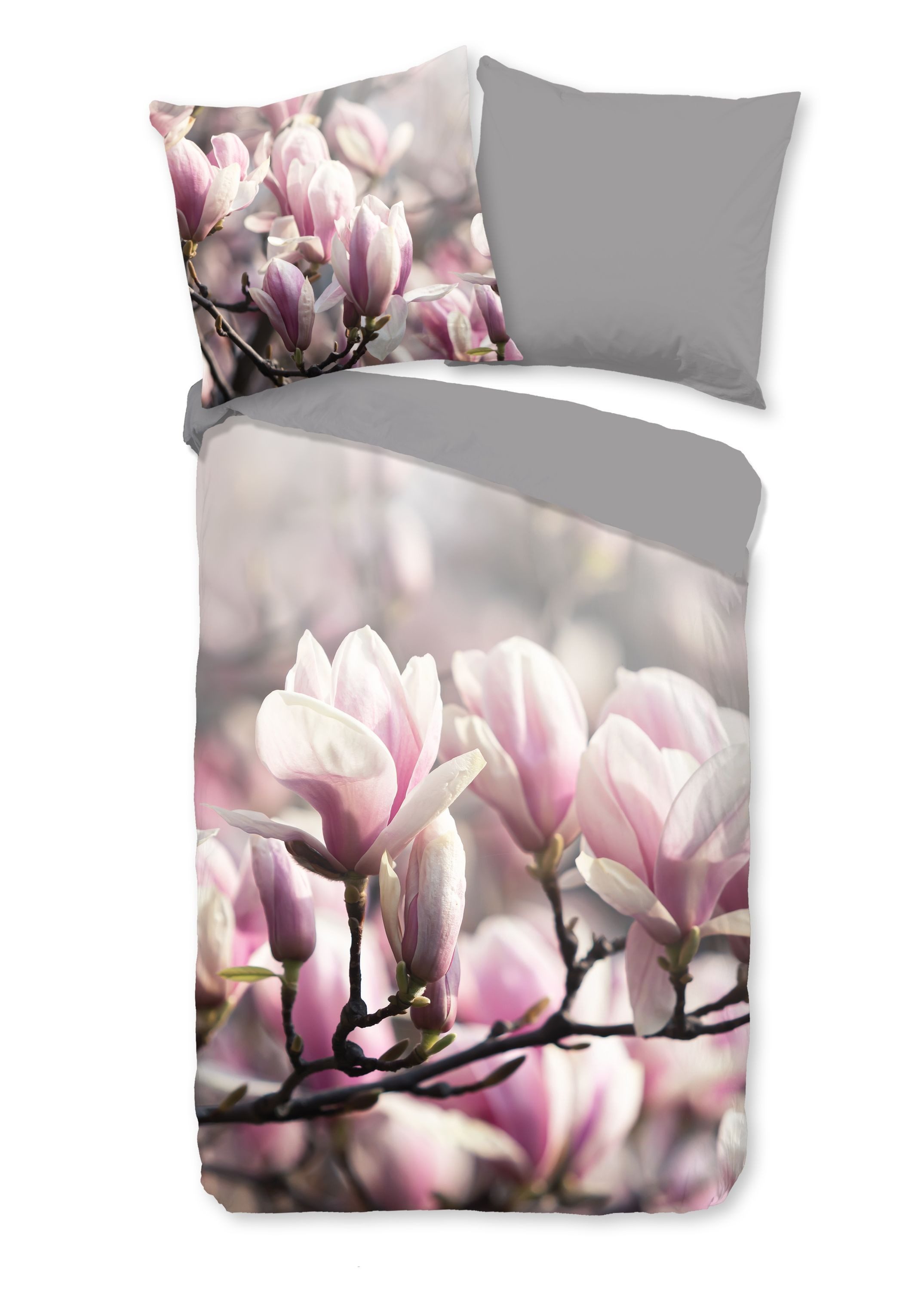 good morning Bettwäsche Baumwolle, Renforcé, 2 teilig, Magnolien, Ast, Blüten
