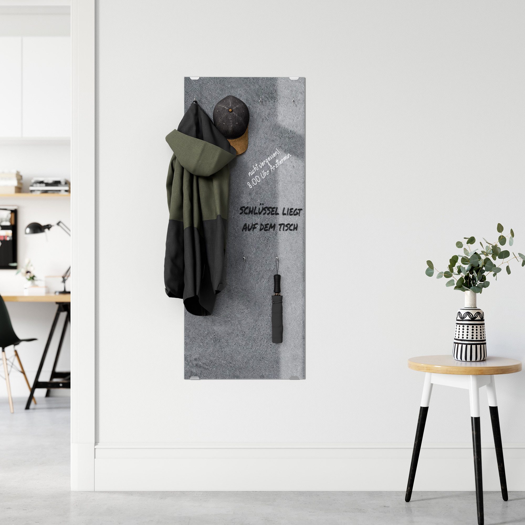 DEQORI Kleiderhaken 'Betonstruktur im Detail', Glas Garderobe hängend Flur Jackenhalter modern Wandgarderobe Haken