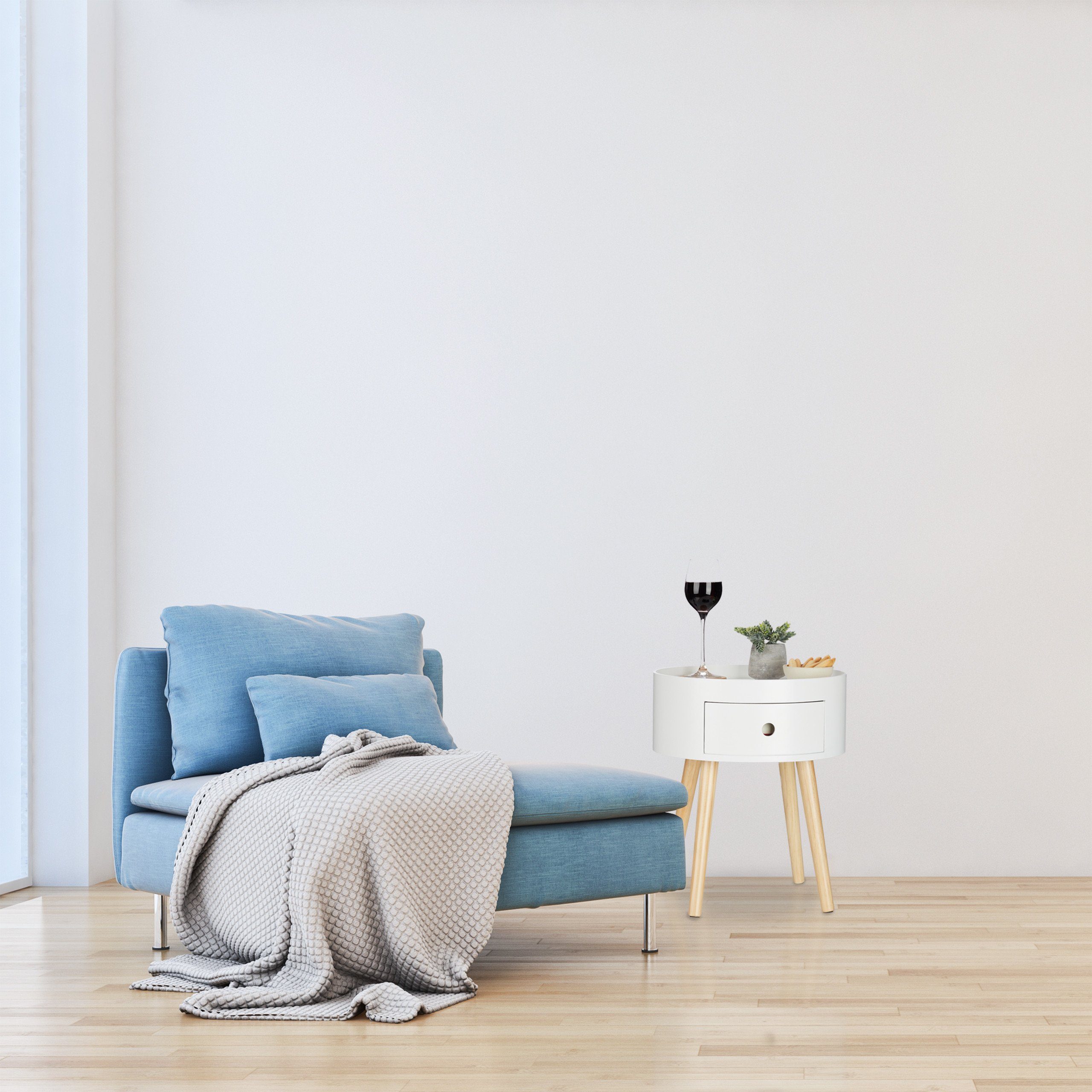 relaxdays Beistelltisch mit Schublade