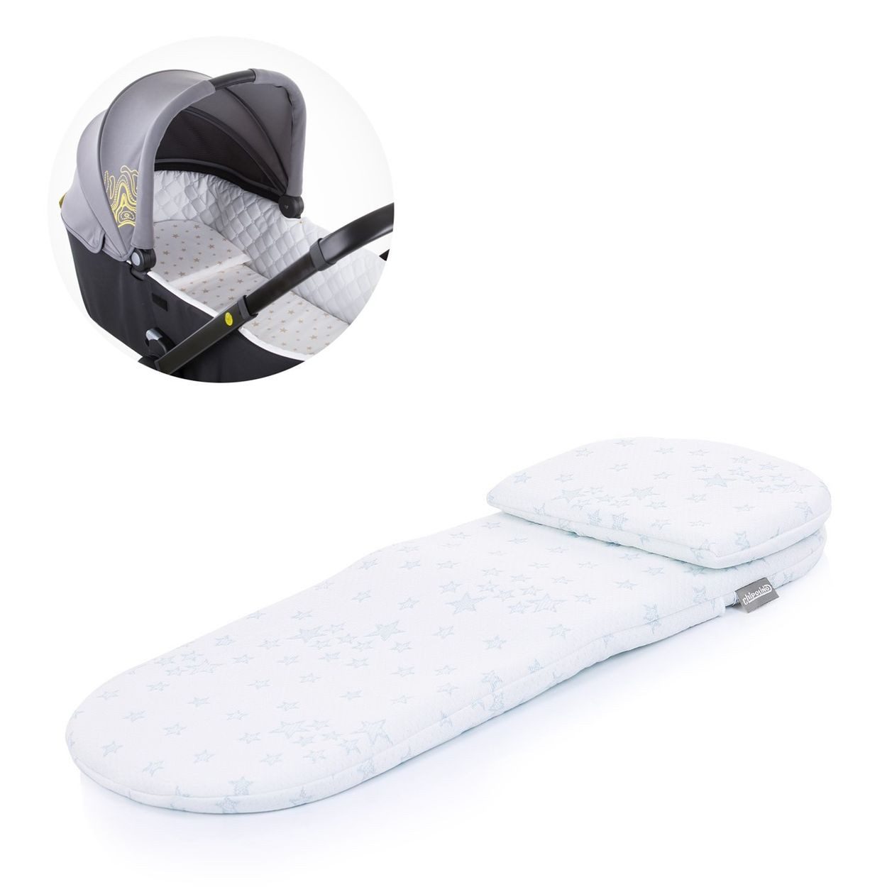Chipolino Kinderwagen-Sitzauflage VVMAT0210, (2-tlg), Fleecefutter, Reißverschluss, wasserfest, Kopfkissen inklusive