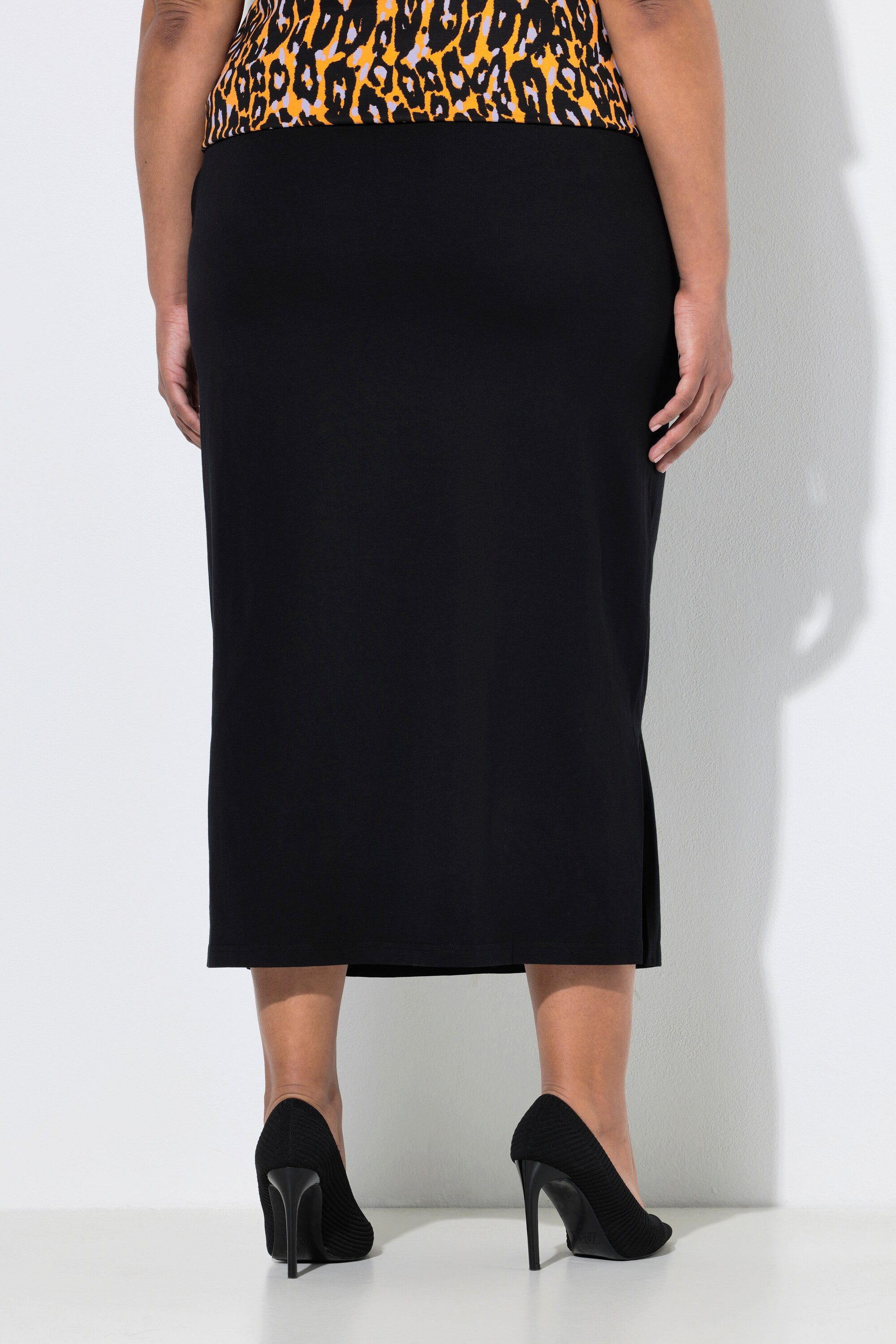 Ulla Popken Jerseyrock Maxirock gerader Schnitt Elastikbund Taschen