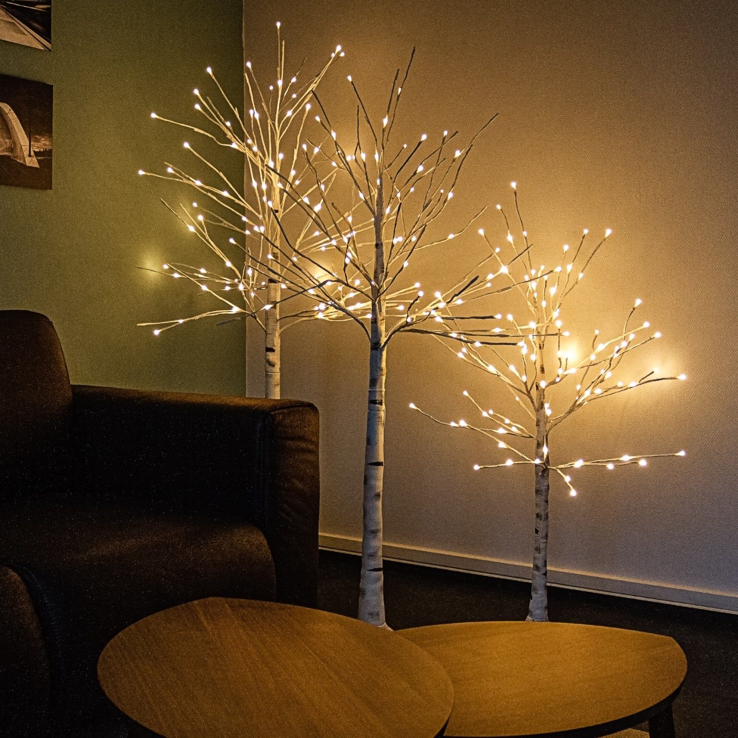 VOLTRONIC LED Baum LED-Baum in Timer, Lichtmodi, Größenwahl Warmweiß, LED integriert, integriert, 8 Birkenoptik, Timer, Fernbedienung, Timer, 8 fest Lichtmodi, LED Fernbedienung, fest