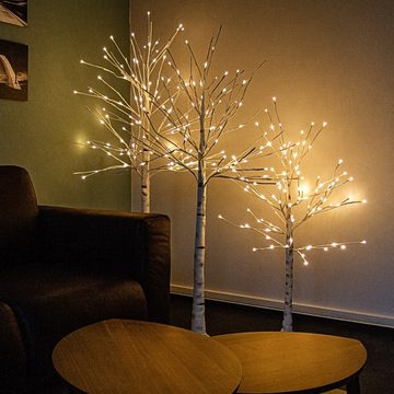 VOLTRONIC LED Baum LED-Baum in Birkenoptik, Fernbedienung, Timer, 8 Lichtmodi, Timer, LED fest integriert, Warmweiß, 8 Lichtmodi, Timer, LED fest integriert, Fernbedienung, Größenwahl