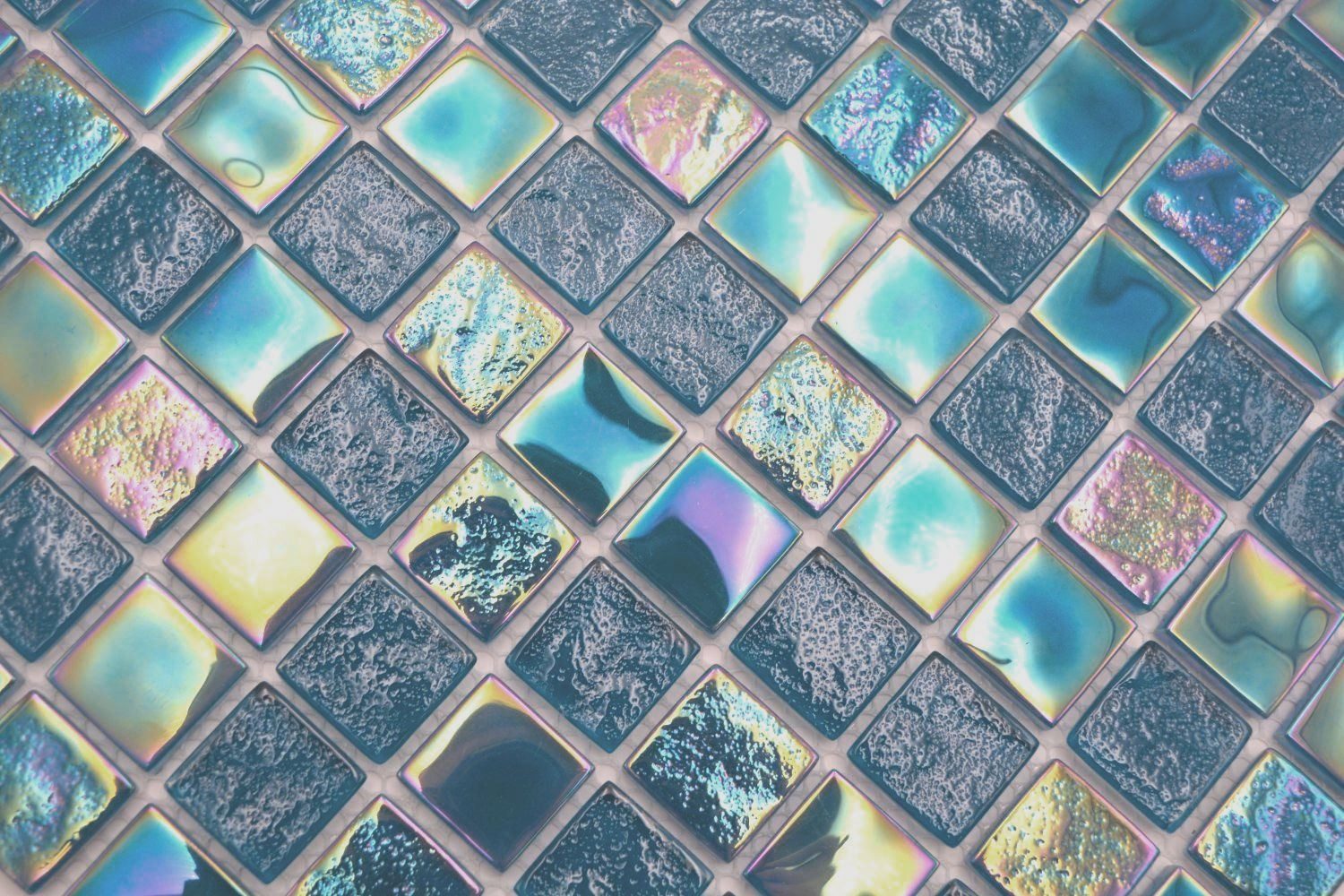 Mosani Mosaikfliesen Glas Mosaikfliese small flip flop irisierend türkisblau mehrfarbig