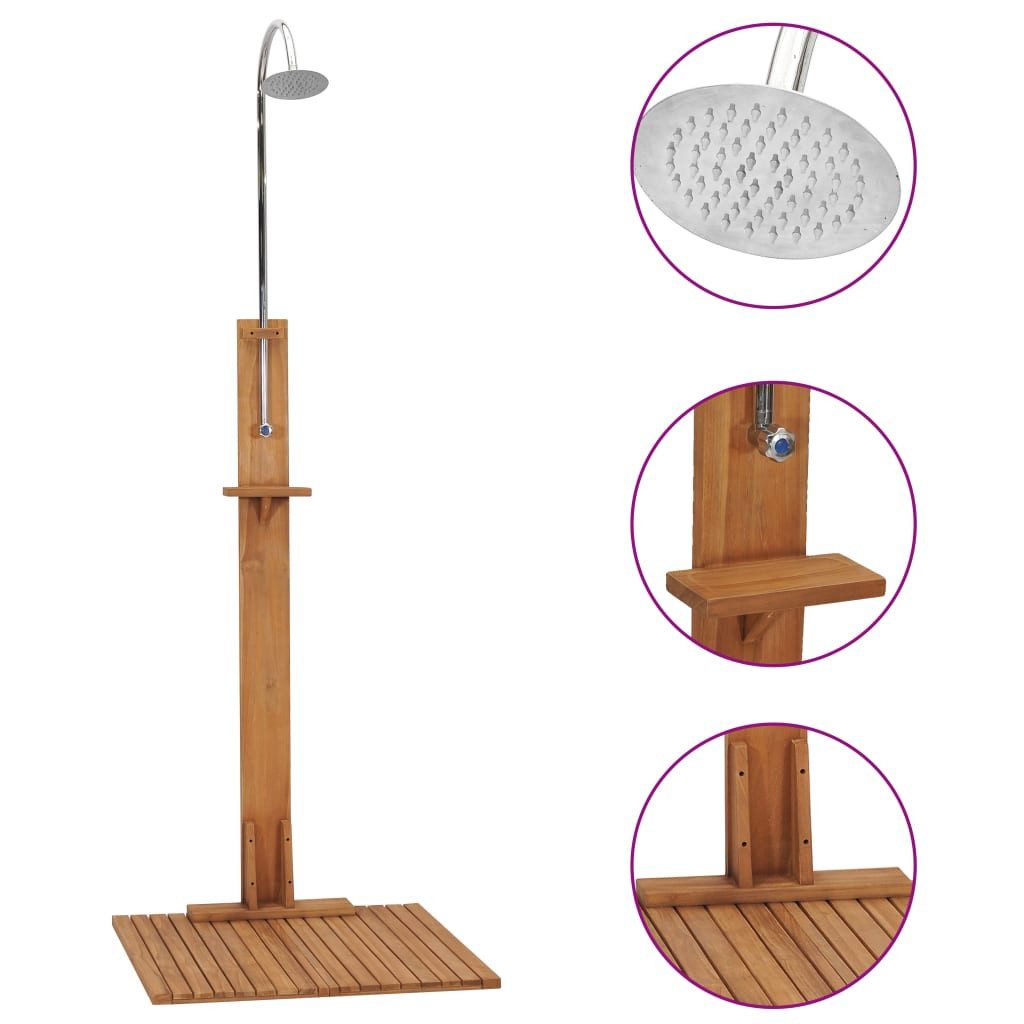 vidaXL Gartendusche Gartendusche 75x75x210 cm Massivholz Teak Holz