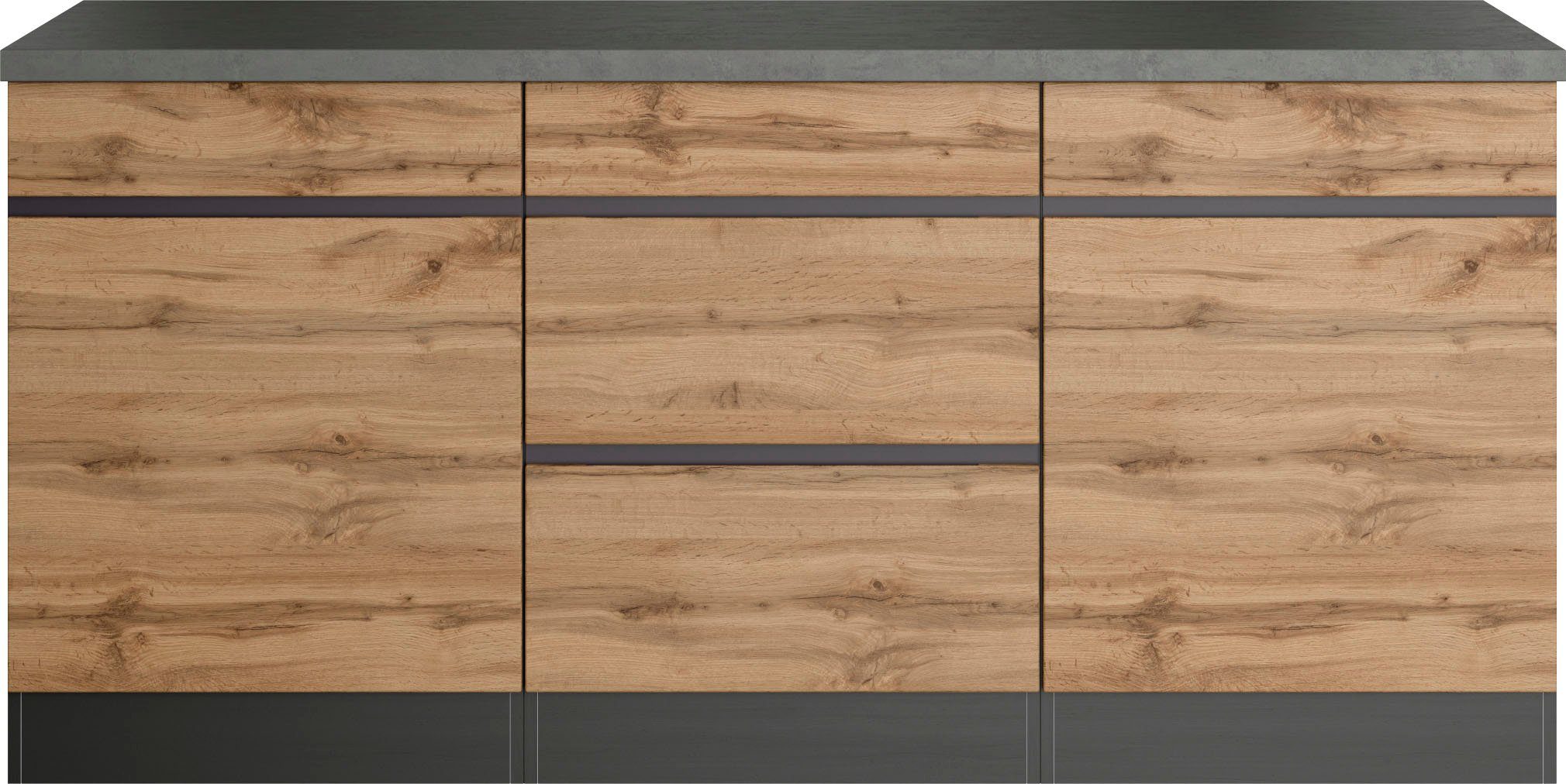 KOCHSTATION Unterschrank KS-Riesa Breite 180 cm, MDF-Fronten