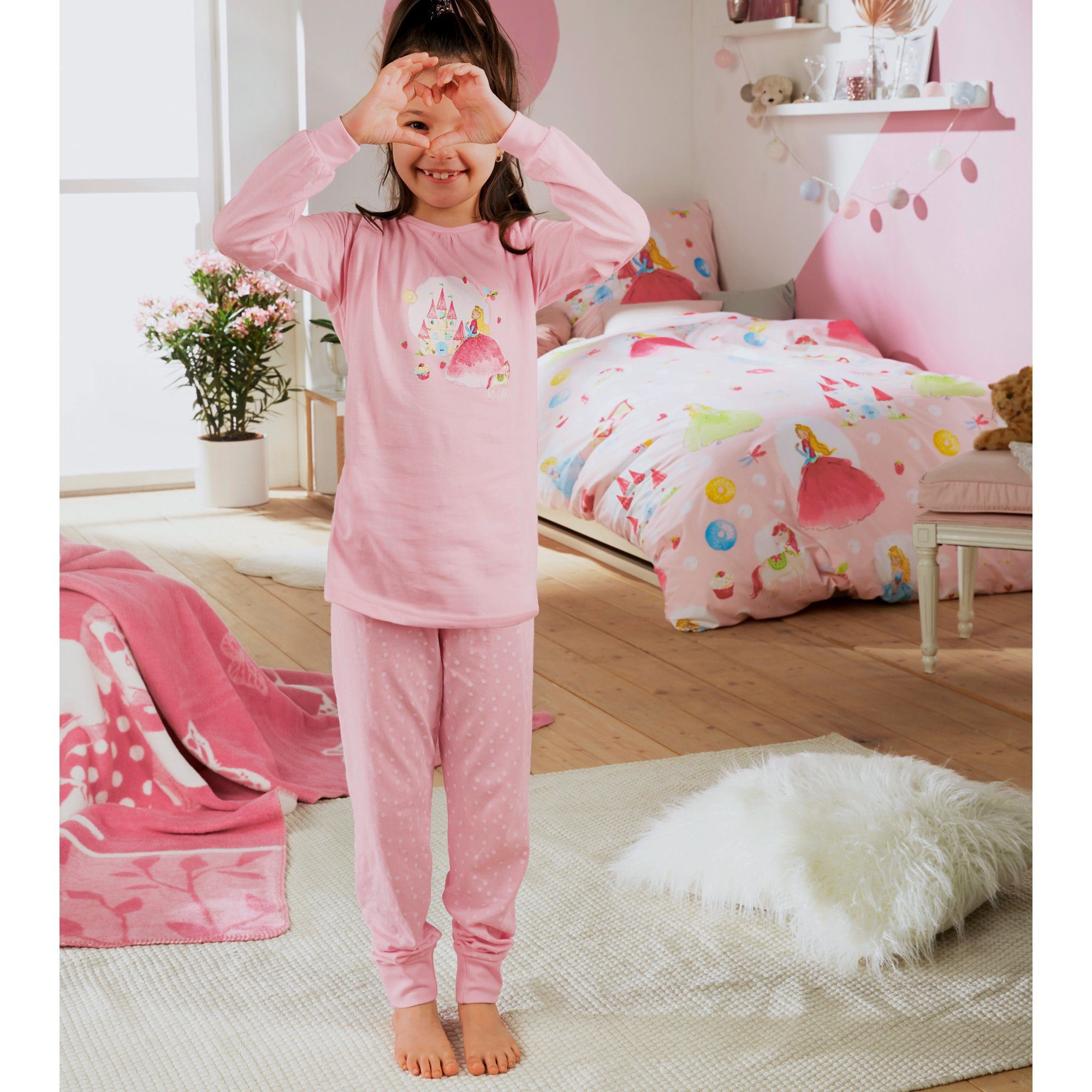 Erwin Müller Pyjama Kinder-Schlafanzug Single-Jersey Punkte