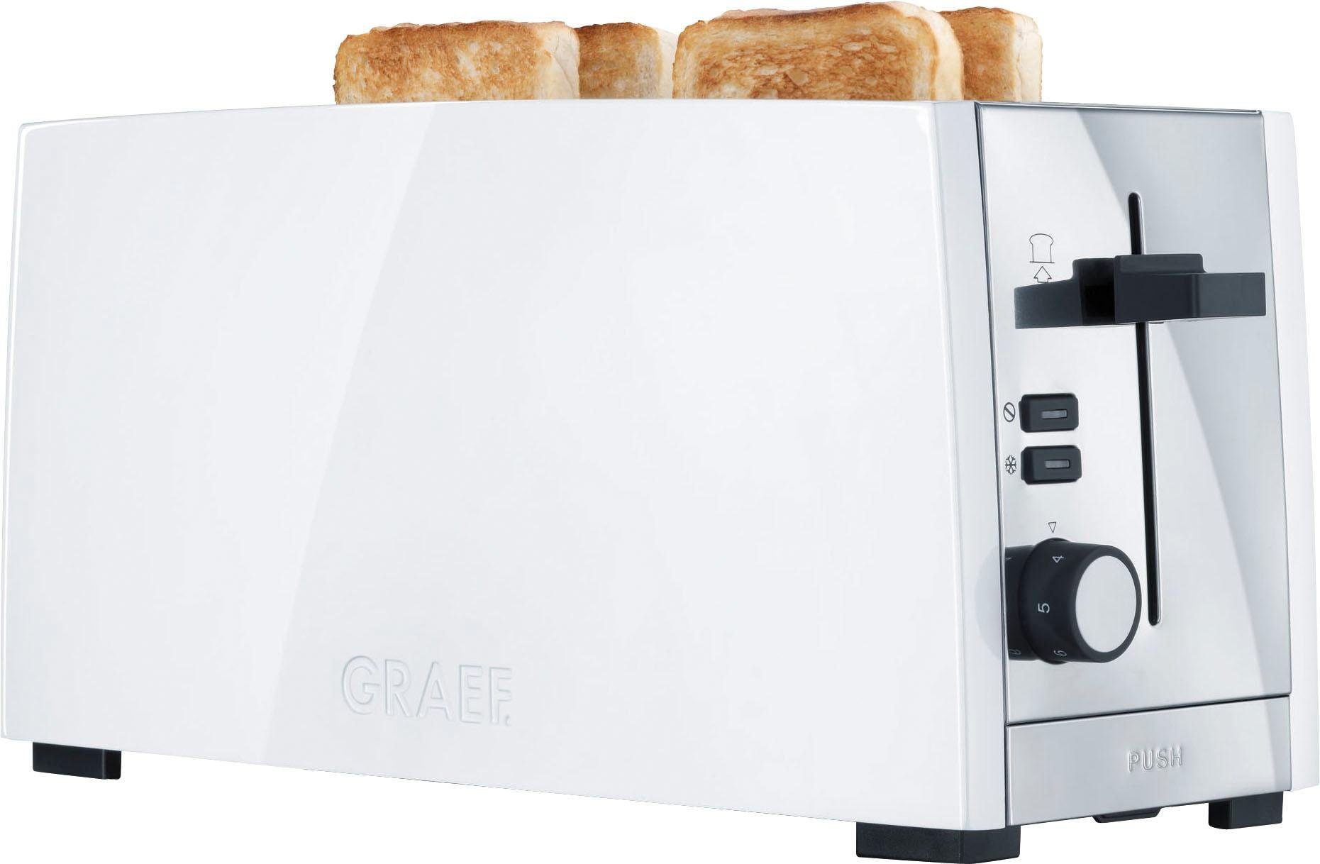 Zonder Hertog steen Graef Toaster TO 101, weiß-matt, 2 lange Schlitze, für 4 Scheiben, 1380 W