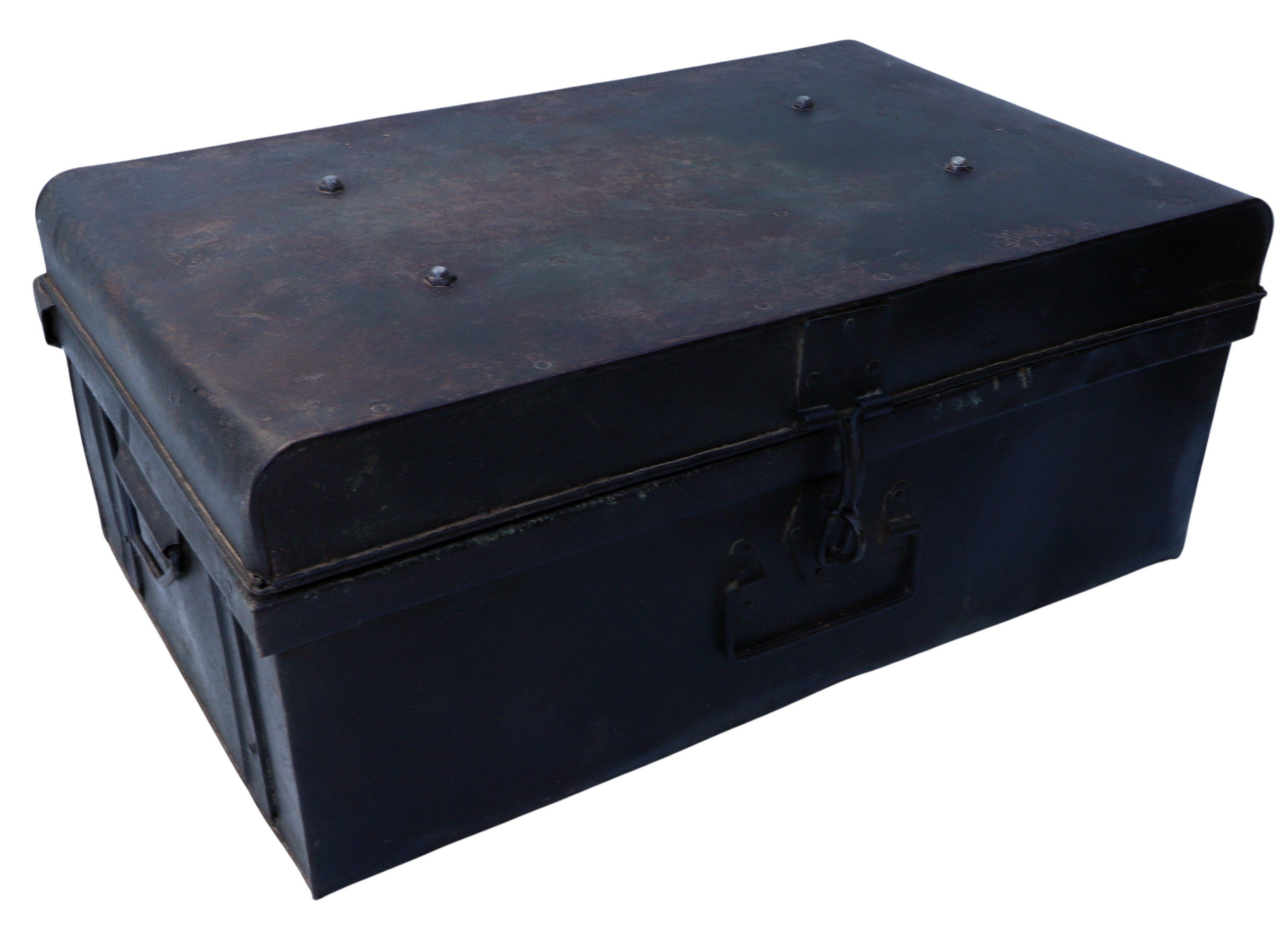 Guru-Shop Truhenbank Alter Blechkoffer, antiker Metallkoffer -..