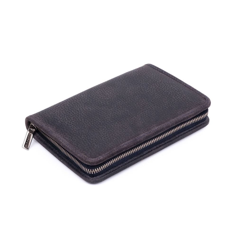 Jahn-Tasche Pencilbag Federmäppchen / Stifte-Etui Gr. L, Leder Blau-Schwarz, Jahn-Tasche 014