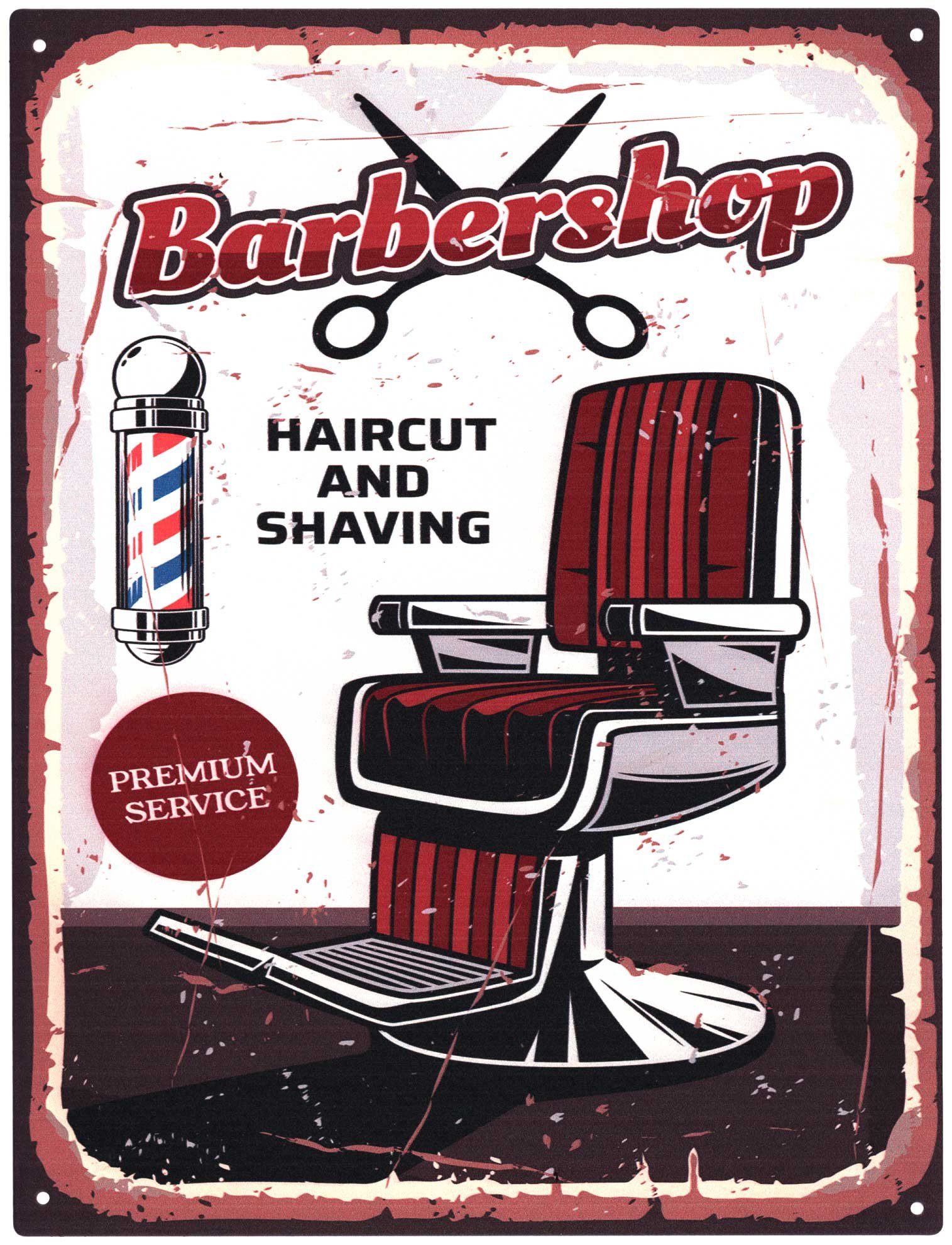 Metallschild Blechschild G11658 Barbershop Premium Service 25 x 33
