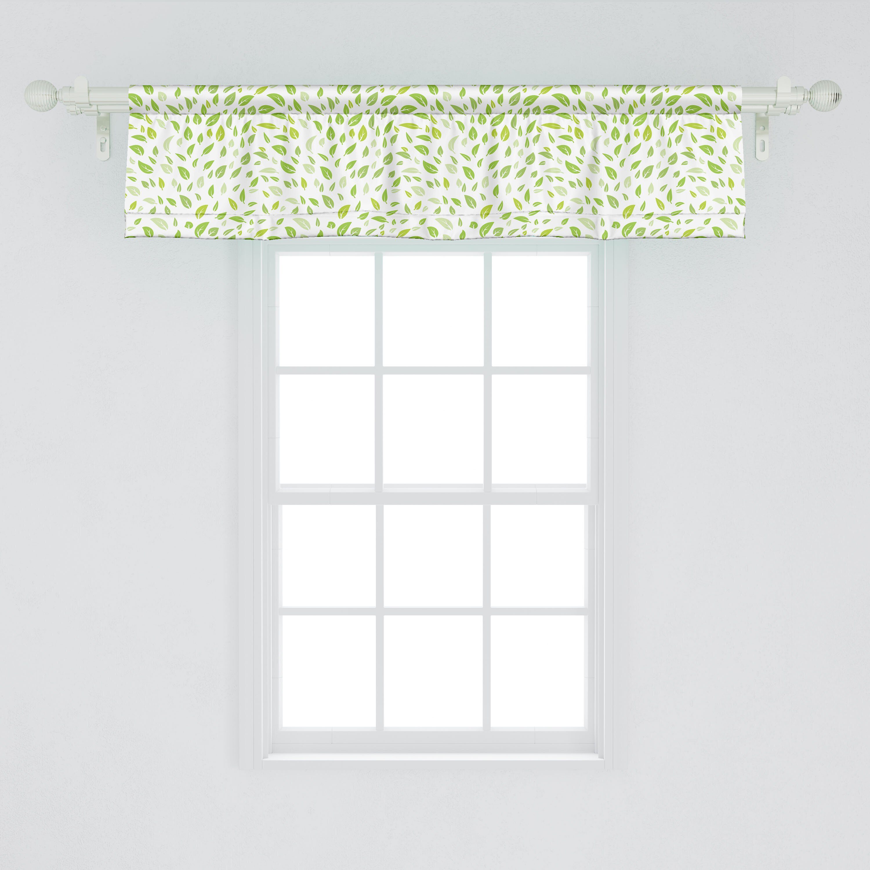Sommer-Frühlings-Garten-Blatt mit Volant Grün Stangentasche, Vorhang für Abakuhaus, Microfaser, Scheibengardine Dekor Schlafzimmer Küche