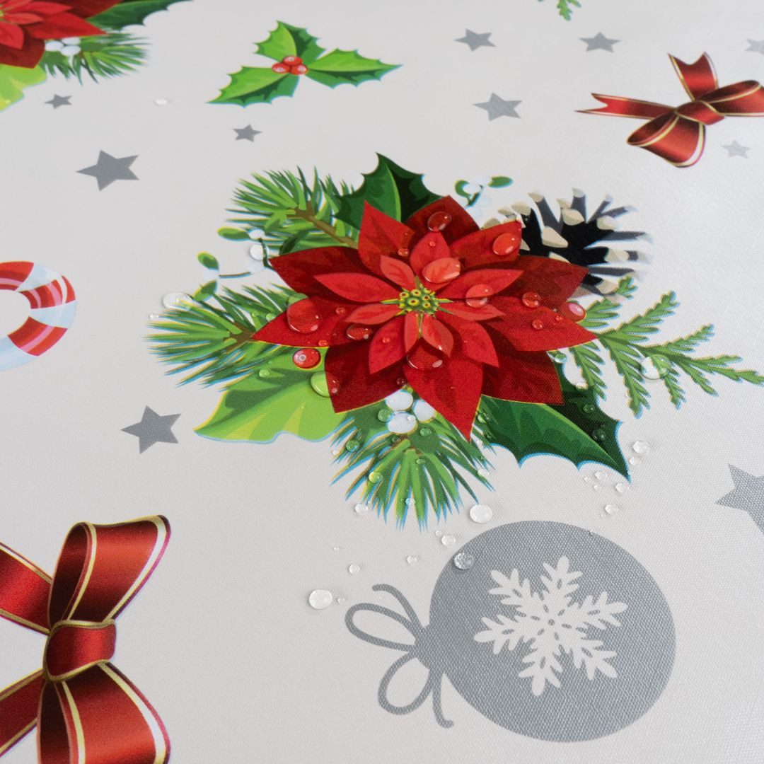 laro Tischdecke laro Wachstuch-Tischdecke Wachstischdecke Weihnachten Stern Mistel – Bild 5 von 5