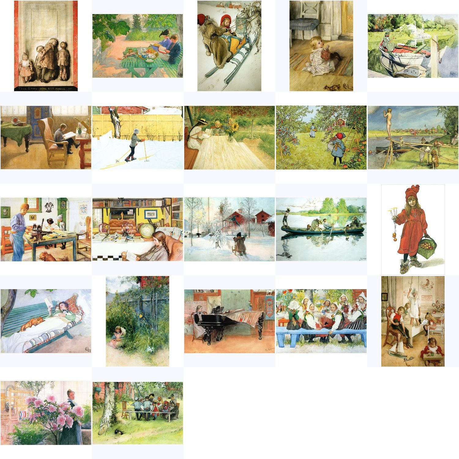 Postkarte Kunstkarten-Komplett-Set Carl Larsson