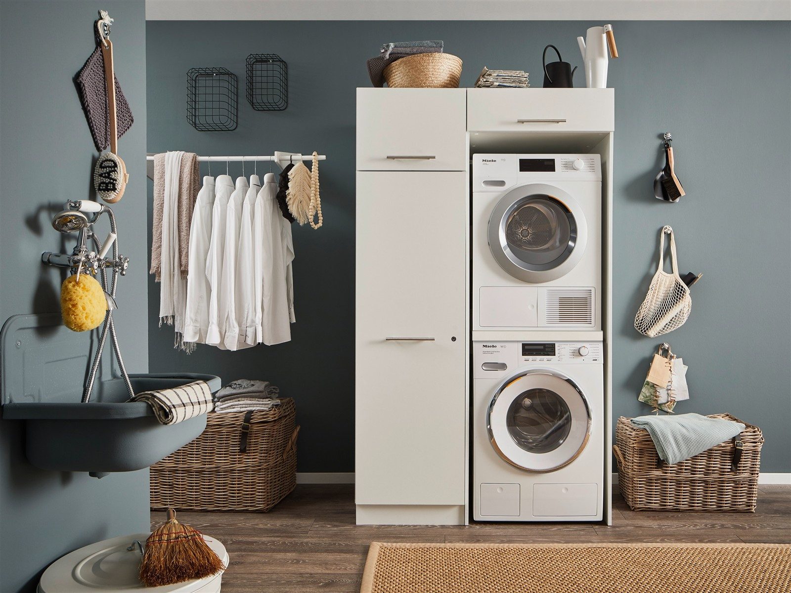 freiraum Waschmaschinenumbauschrank LAUNDREEZY in weiß - 117,5x200x67,5 (BxHxT)