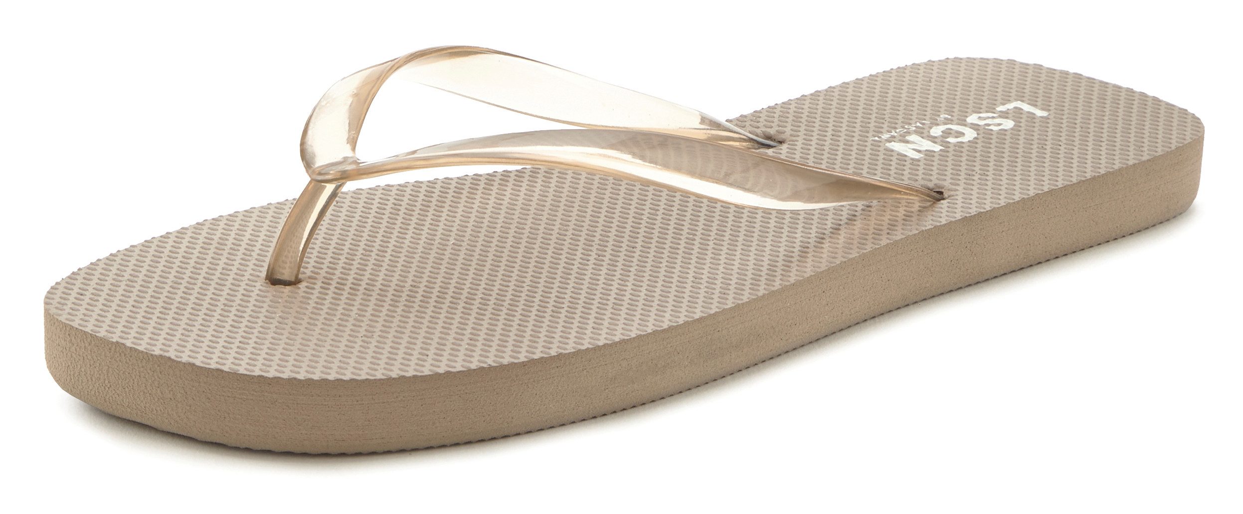 LSCN by LASCANA Flip-Flops, Badelatsche, Badeschuhe, Sandale, Pantolette, Badeschlappe Badezehentrenner NEU Zehentrenner, Sommerschuhe in modischer Karree-Form VEGAN