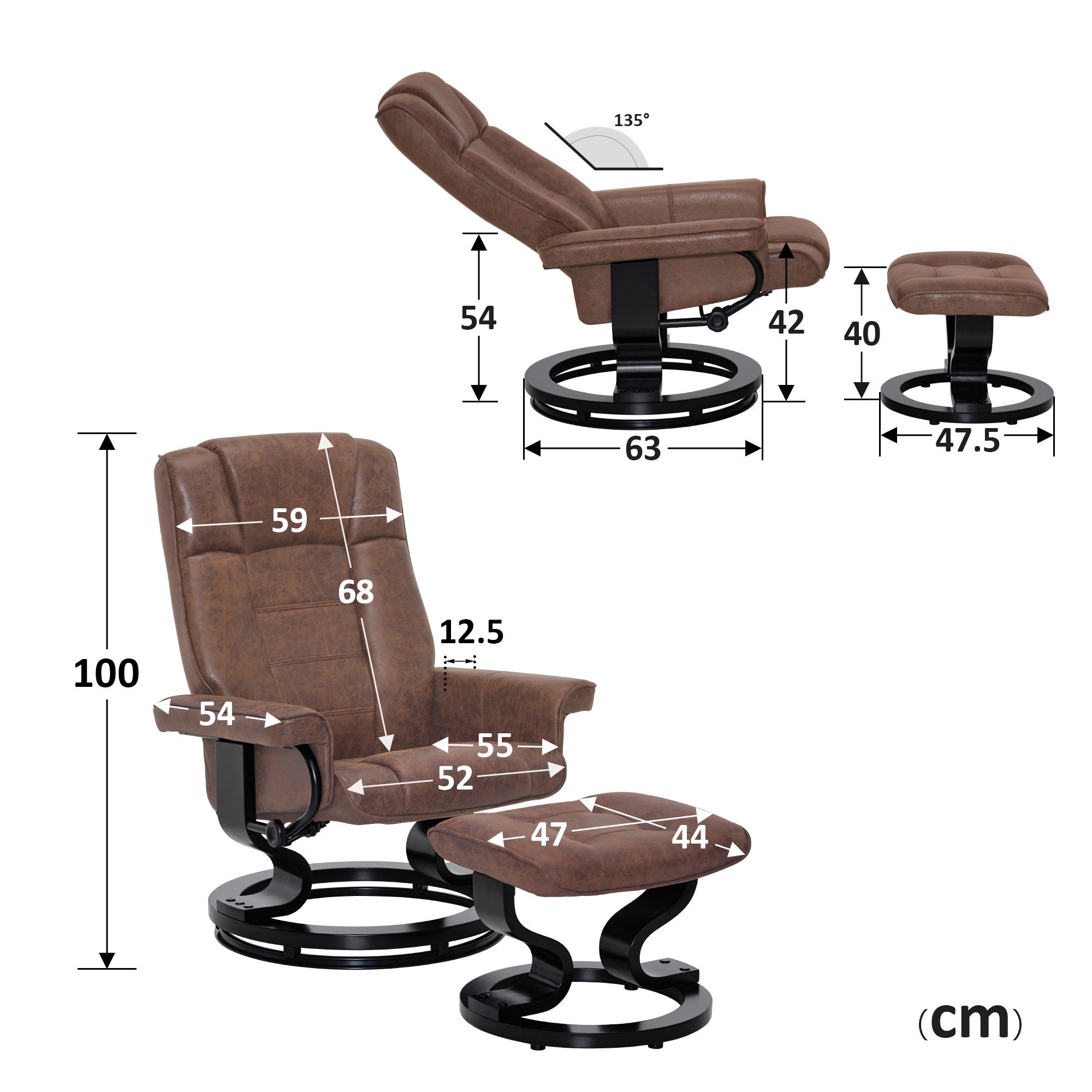 MCombo TV-Sessel M MCombo Relaxsessel mit Hocker Fernsehsessel 9019 (M MCombo Relaxsessel mit Hocker), mit Relaxfunktion