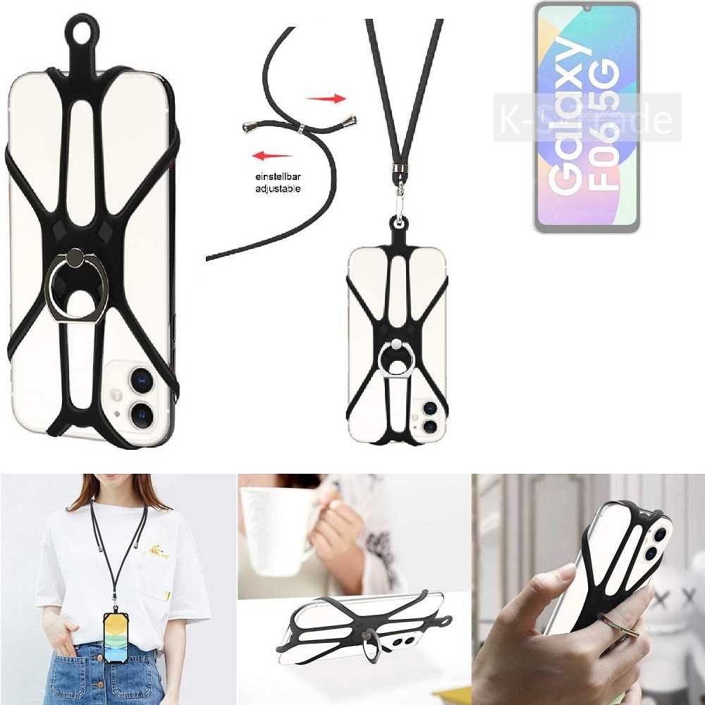 K-S-Trade Handyhülle für Samsung Galaxy F06 5G, 3in1 Handykette Handyband Handykordel Halsband Smartphone-Ring