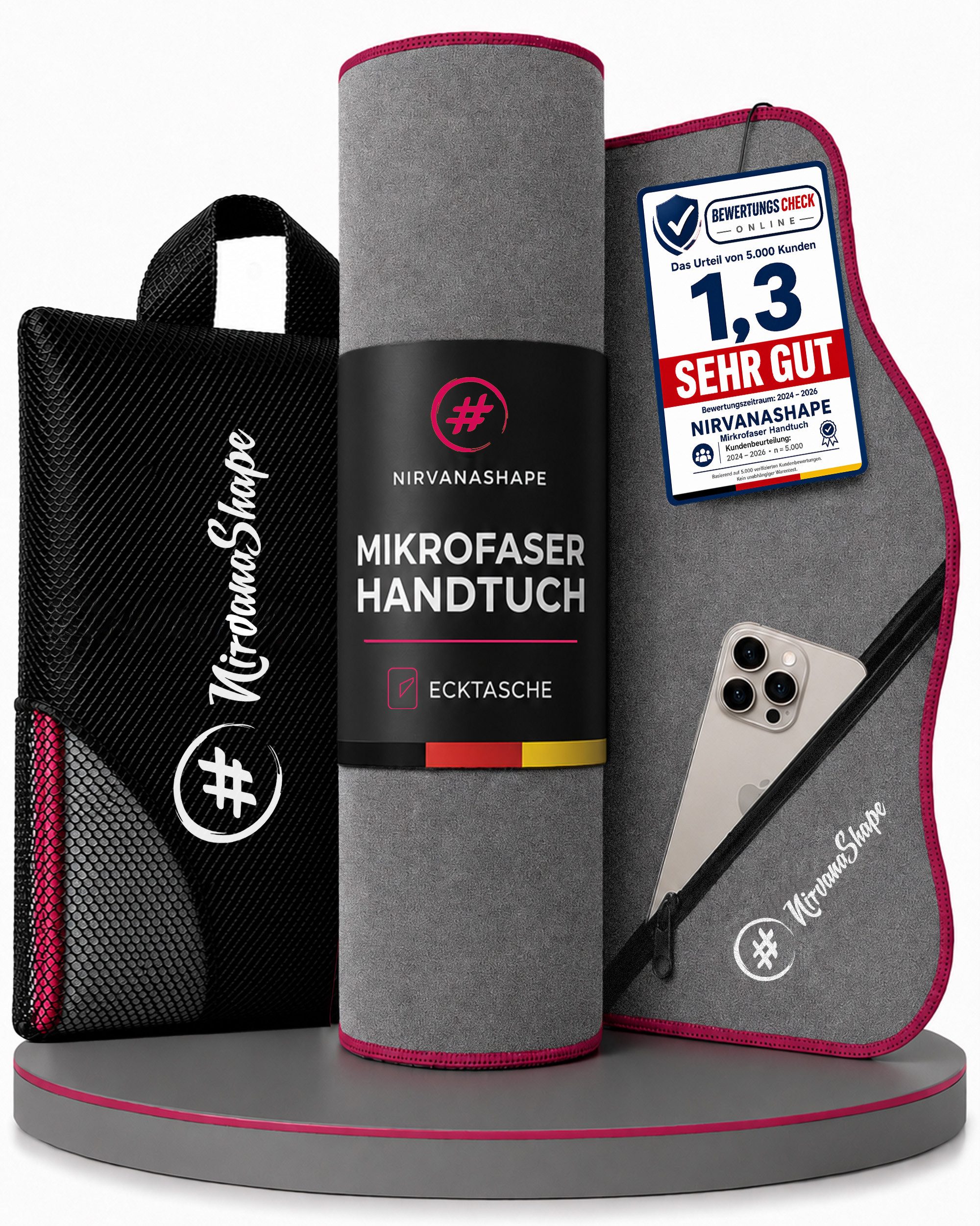 NirvanaShape Sporthandtuch Mikrofaser Handtuch, Microfaser Handtücher als Reisehandtuch, (Set), Microfaser Handtuch als Strandtuch oder Fitneesshandtuch