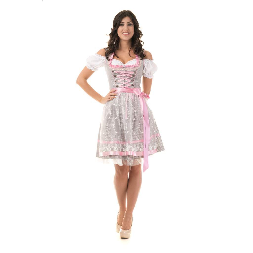 Trachtl Dirndl DIRNDL TRACHTENKLEID DAMEN NICOLE 3.TLG Grau 44
