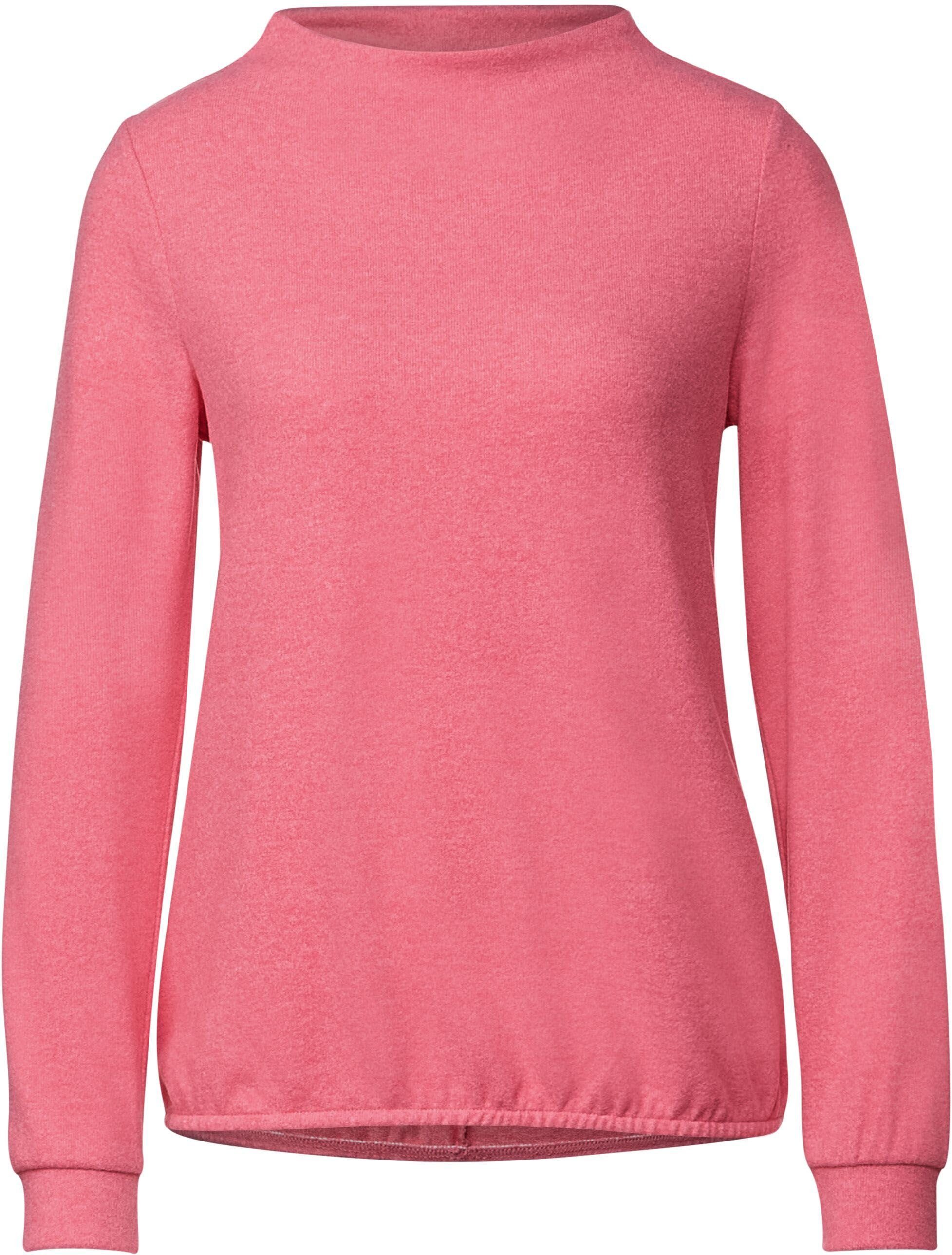 STREET ONE Langarmshirt Style Stehkragen Lena melange rose winter mit