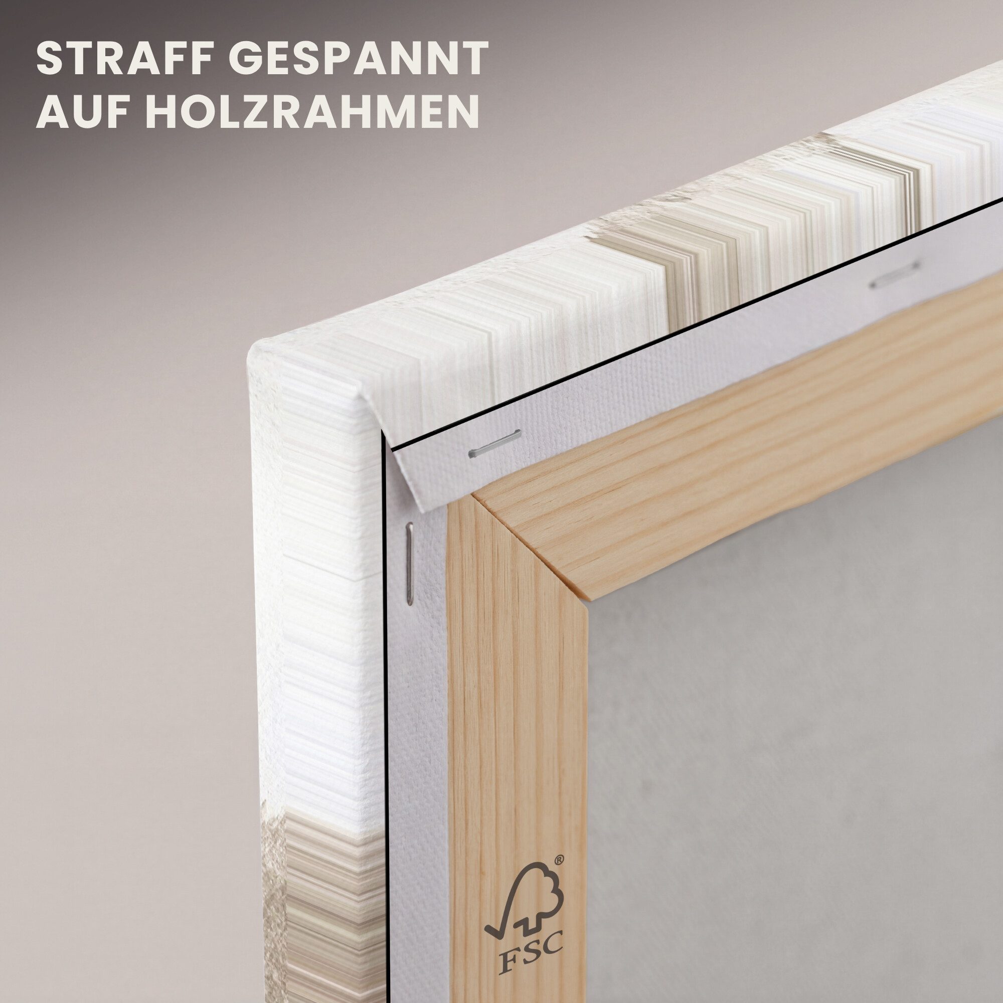OneMillionCanvasses® Leinwandbild Abstrakt - Moderne Kunst - Beige, Fotodruck (1 St), Leinwand Bilder Klein, Wand Dekoration Aesthetic 30x20 cm – Bild 5 von 5