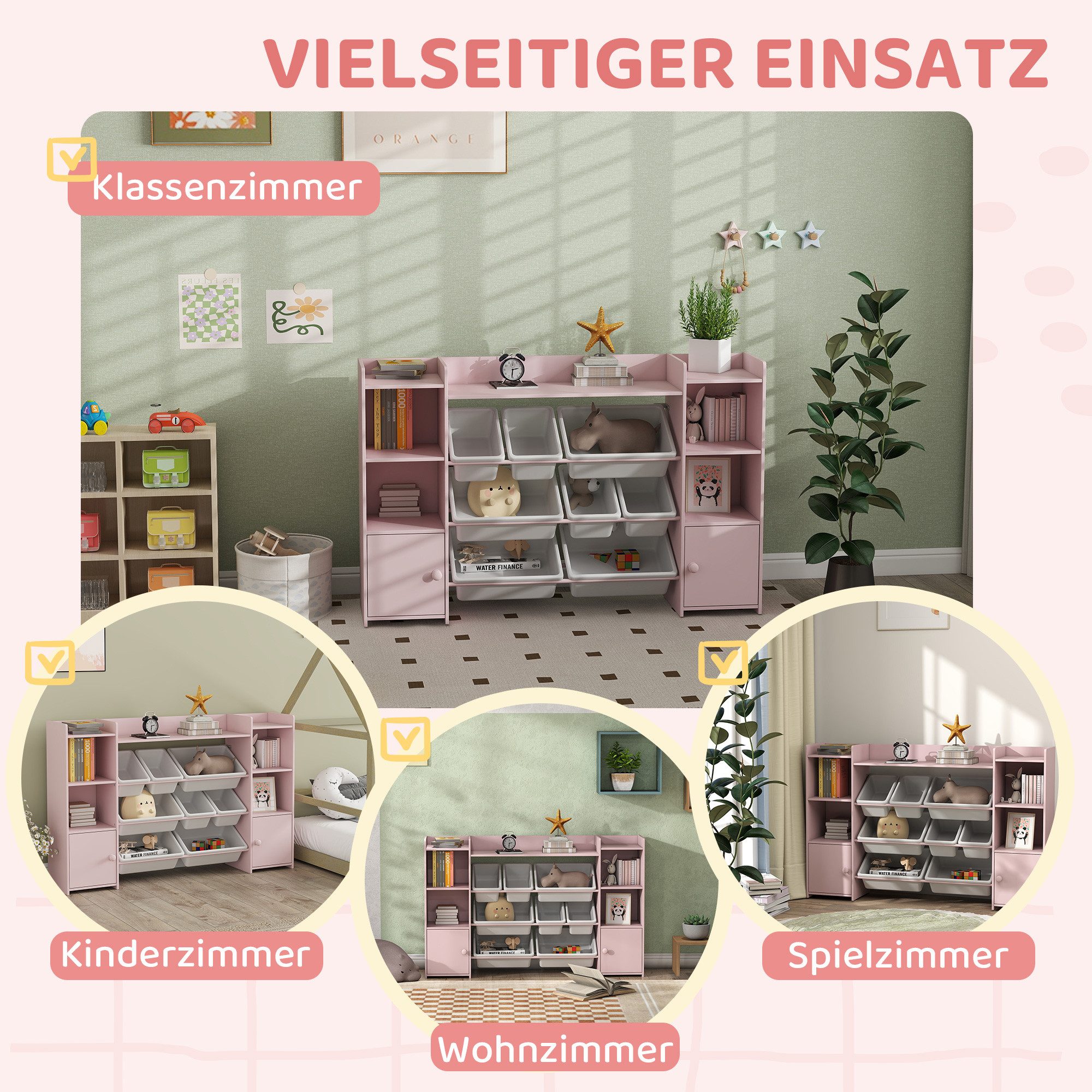 BlingBin Spielzeugtruhe Kinderregal, Spielzeugregal Bücherregal mit 8 Aufbe günstig online kaufen