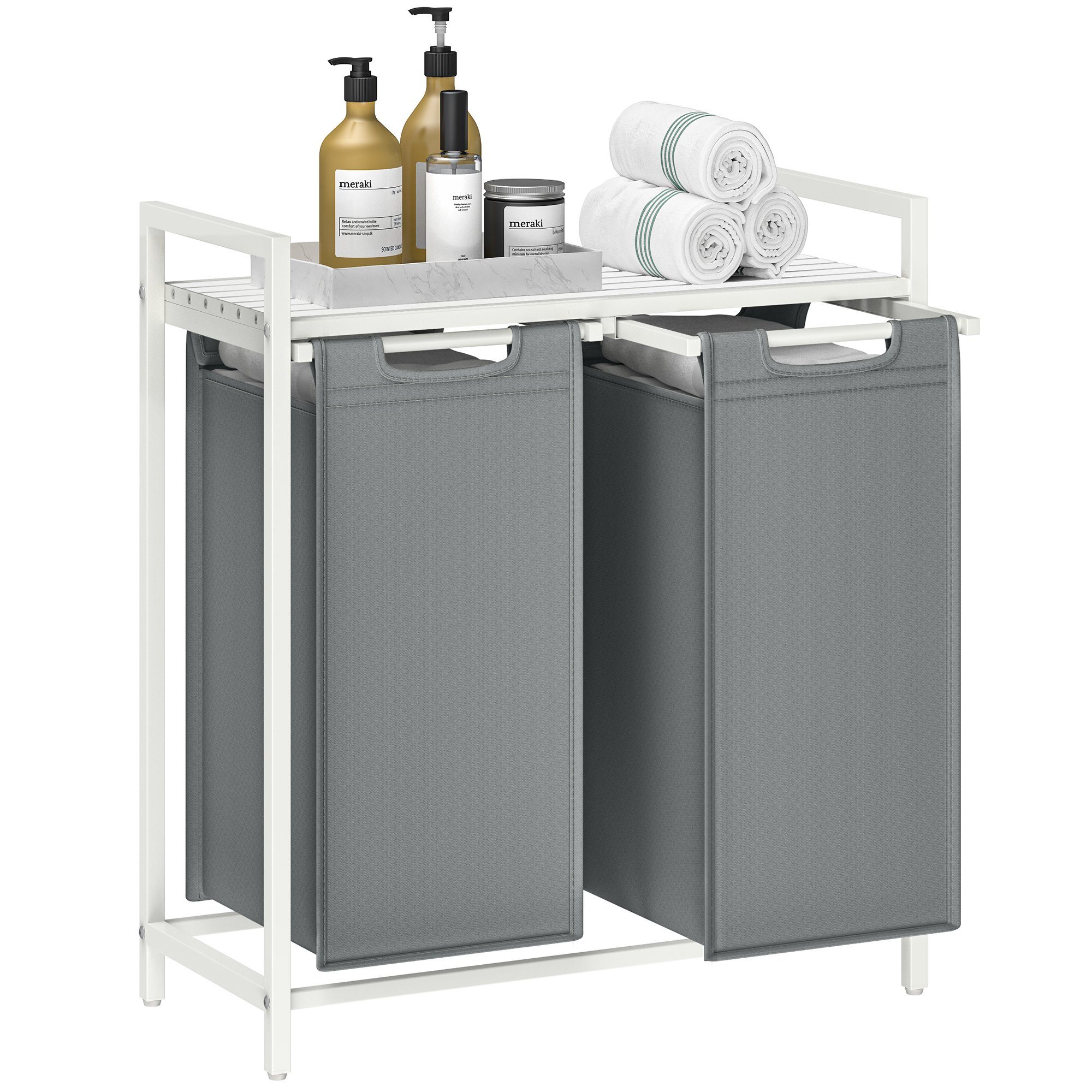 VASAGLE Wäschekorb, 2 Wäschesäcke aus Oxford-Gewebe, abnehmbar, 2 x 46 L günstig online kaufen