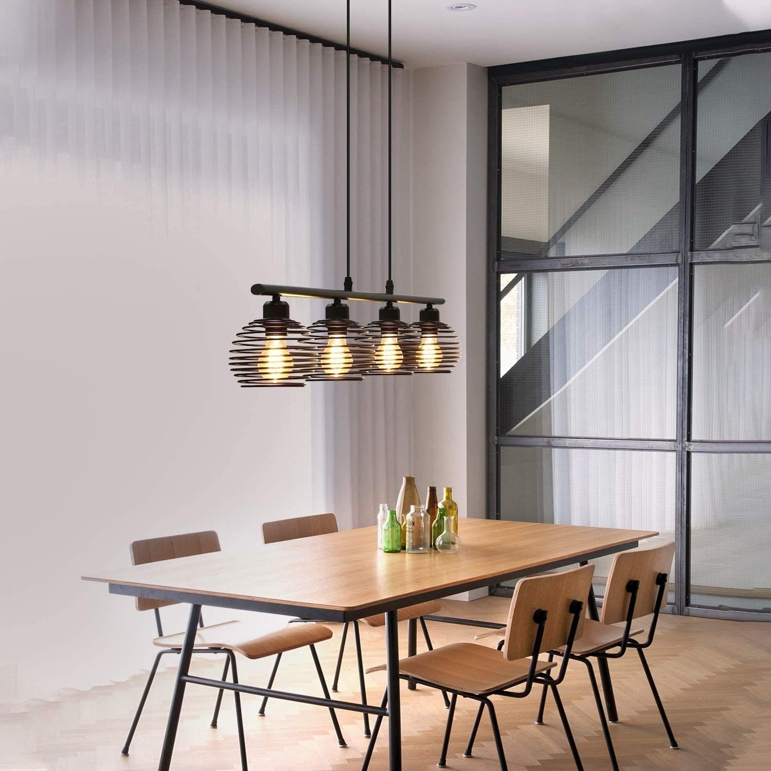 Nettlife Pendelleuchte Schwarz Esstisch Vintage Metall E27 Hängelampe Retro günstig online kaufen