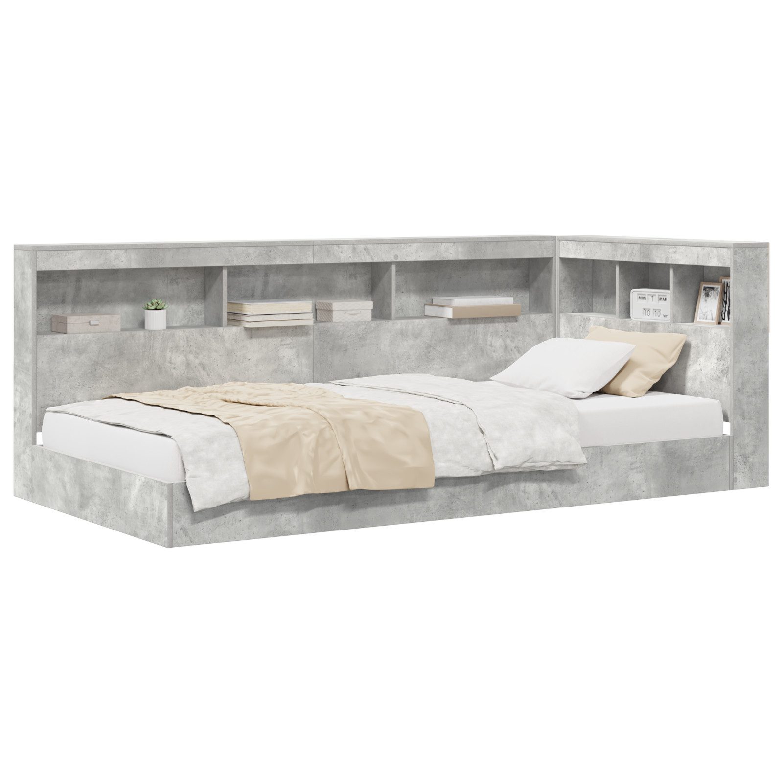 vidaXL Bett Bücherregal Bett Beton Grau günstig online kaufen