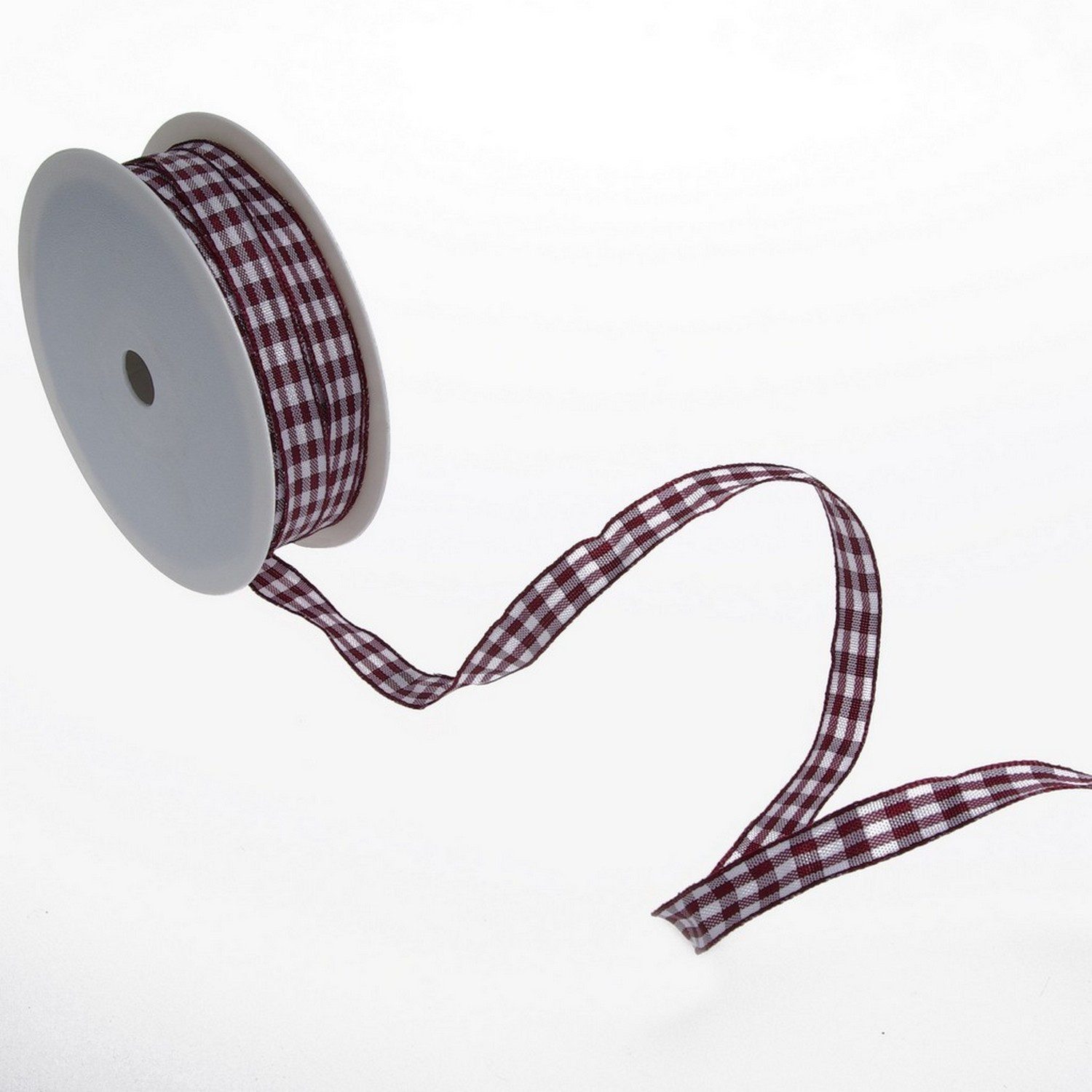 Deko AS Dekoband Karoband mit Drahtkante - bordeaux - 12 mm auf 50 m Rolle - 64098 12