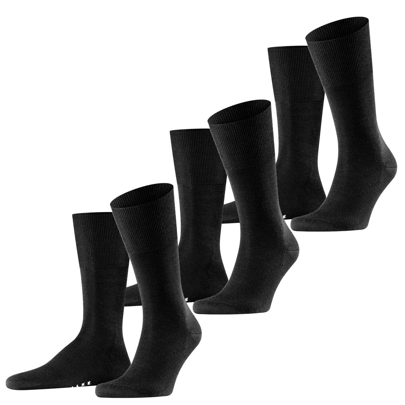 Herren (3000) Paar Wollmischung aus FALKE Pack 3 Airport Langsocken Black (3-Paar) Falke 3er Socken
