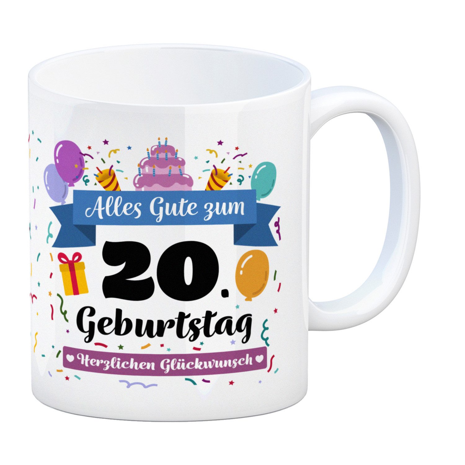 Tasse 20. Geburtstag Kaffeebecher mit lustigem Spruch: Alles Gute