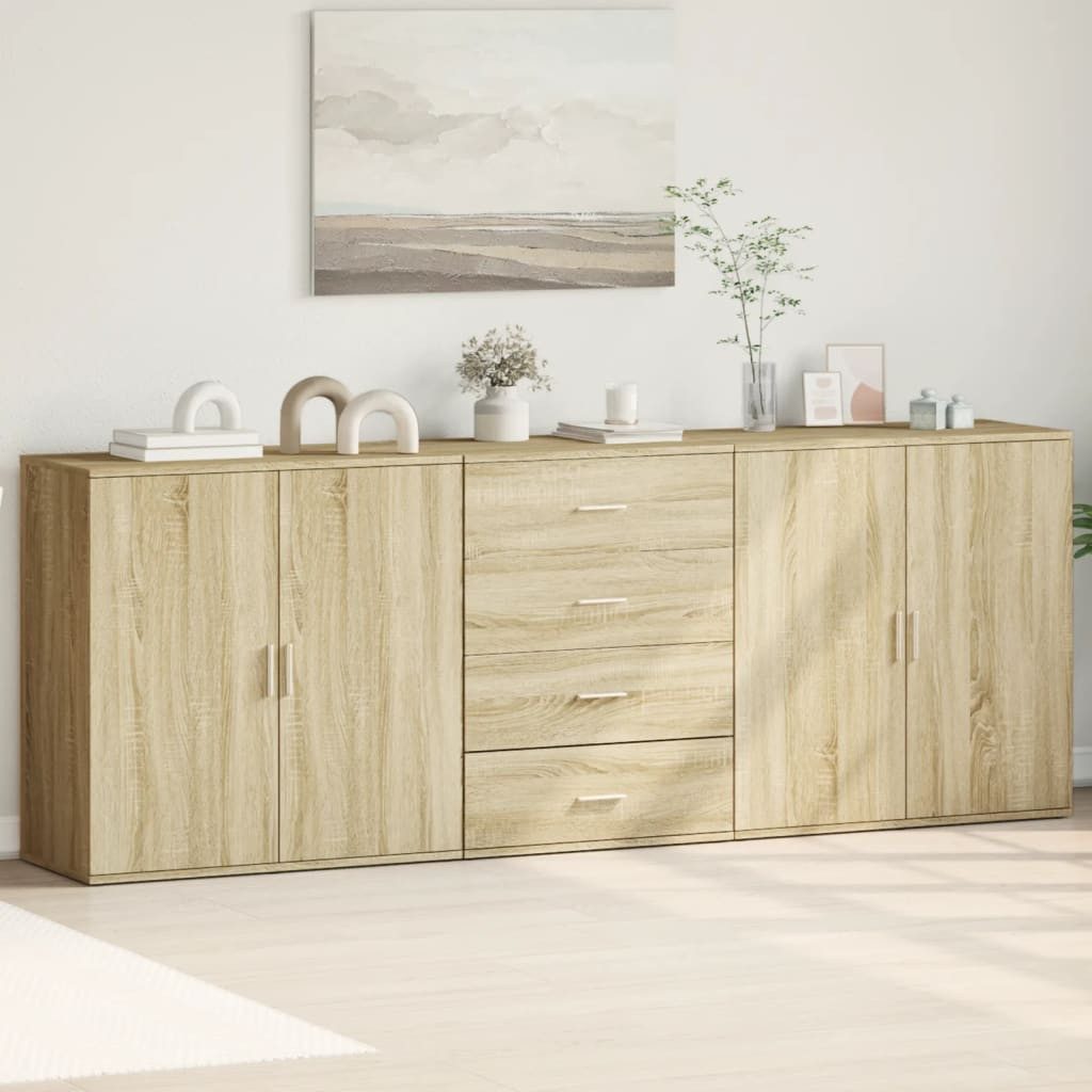 vidaXL Sideboard Sideboards 3 Stk. Sonoma-Eiche Holzwerkstoff (1 St)