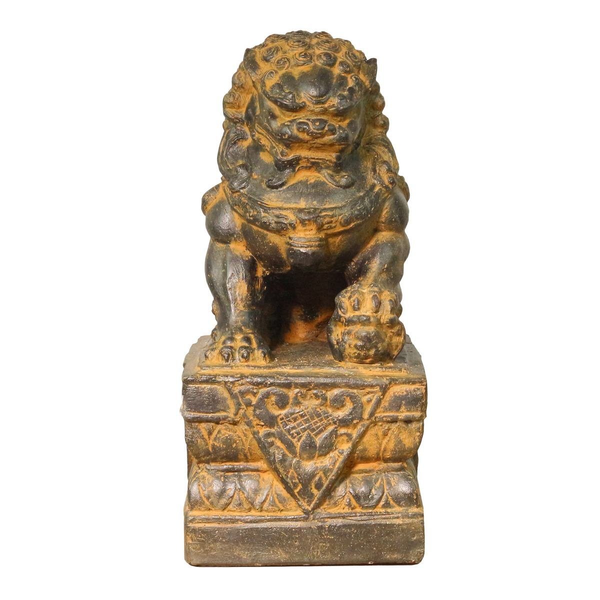 45 oder in Oriental Herstellung Handarbeit Links cm GRC Dekofigur St), Galerie im Ursprungsland Einzeln (1 Antik Löwen traditionelle Tempelwächter Rechts