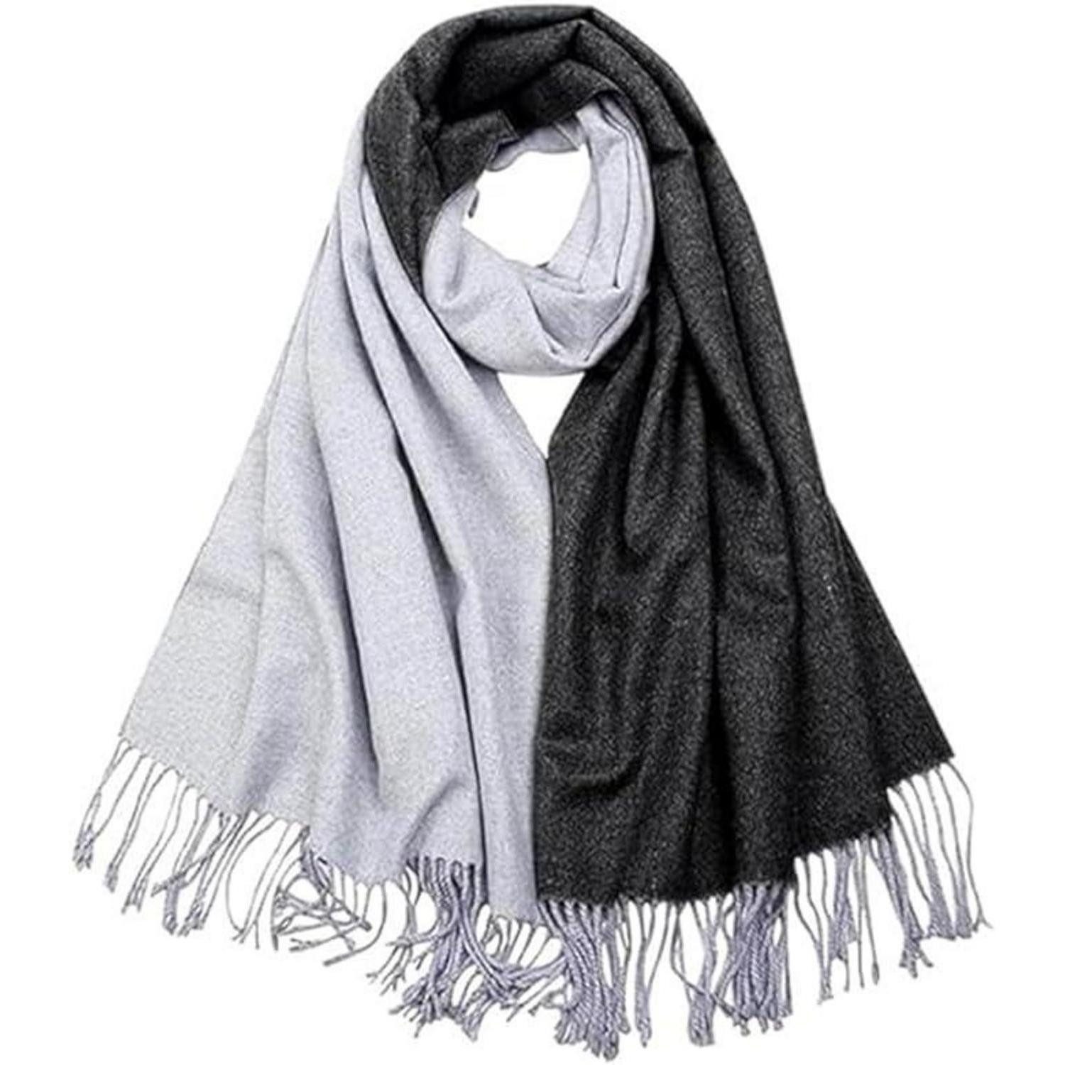LuxusKollektion Kaschmirschal Damen Kaschmir Schal Doppelseite Quasten Schwarz+grau, (1-St)