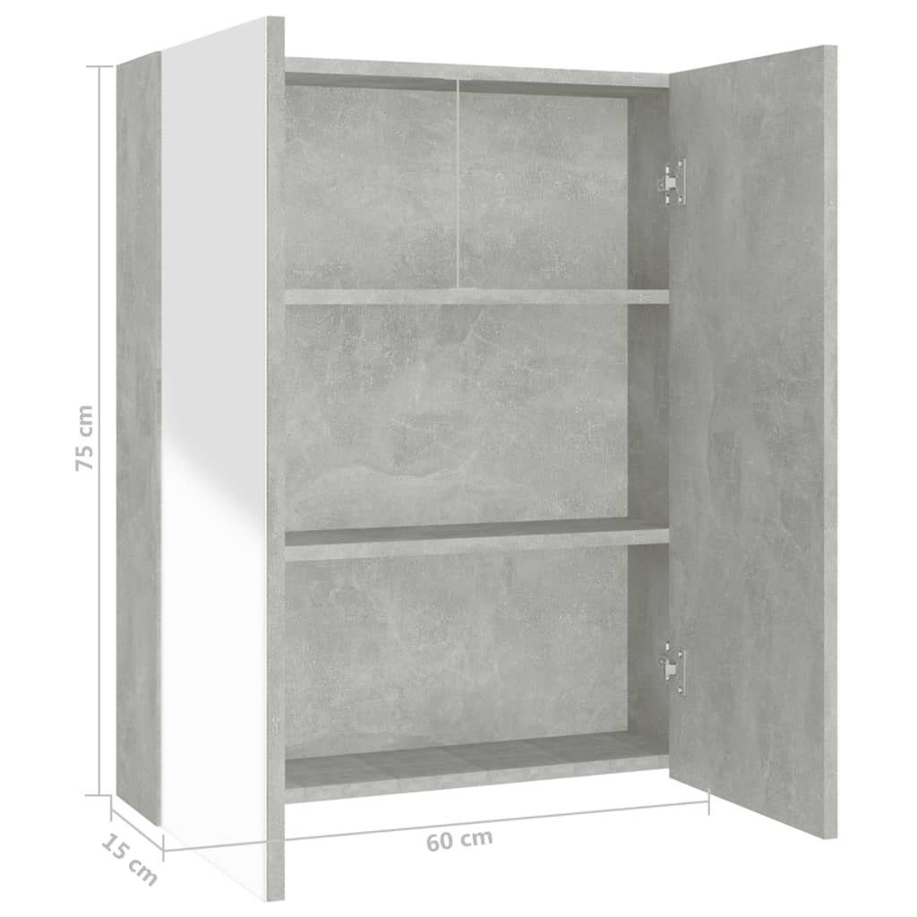 Betongrau (1-St) cm MDF Bad-Spiegelschrank 60x15x75 Badezimmerspiegelschrank vidaXL