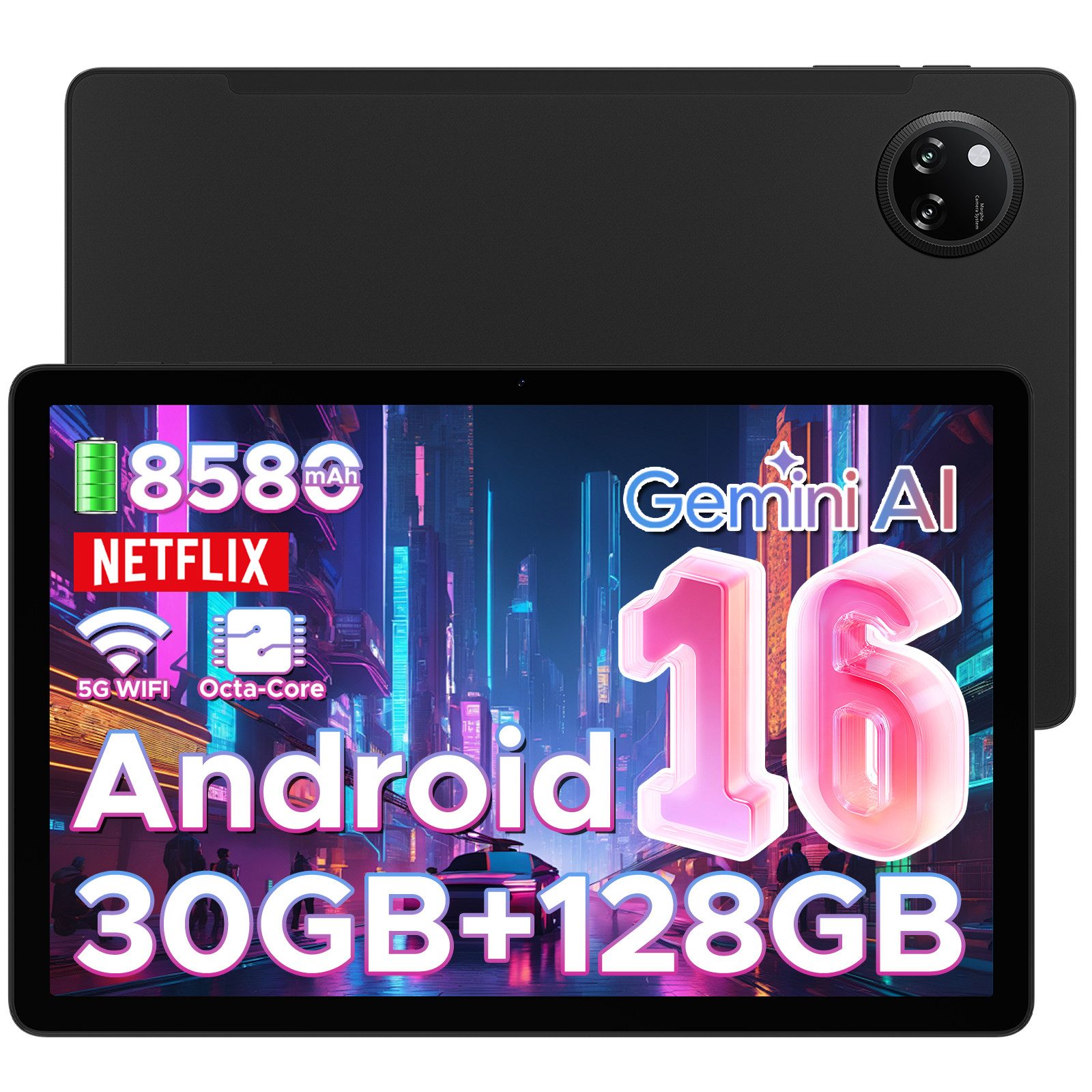 DOOGEE TAB A9 PRO+ Android 16 11" HD Gaming Tablet 30GB+128GB /2TB Android Tablet (11", 128 GB, Android 16, 8580 mAh Akku, 13 MP + 5 MP, WiFi 5, Widevine L1, GPS, Face ID, OTG)