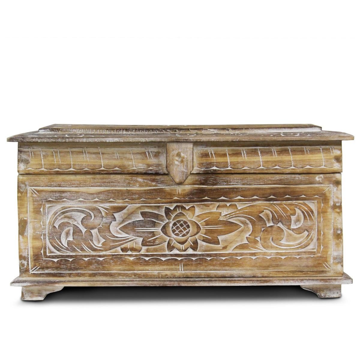 Oriental Galerie Truhe Truhe Albesiaholz Natur WW 60 cm Groß (1 St)