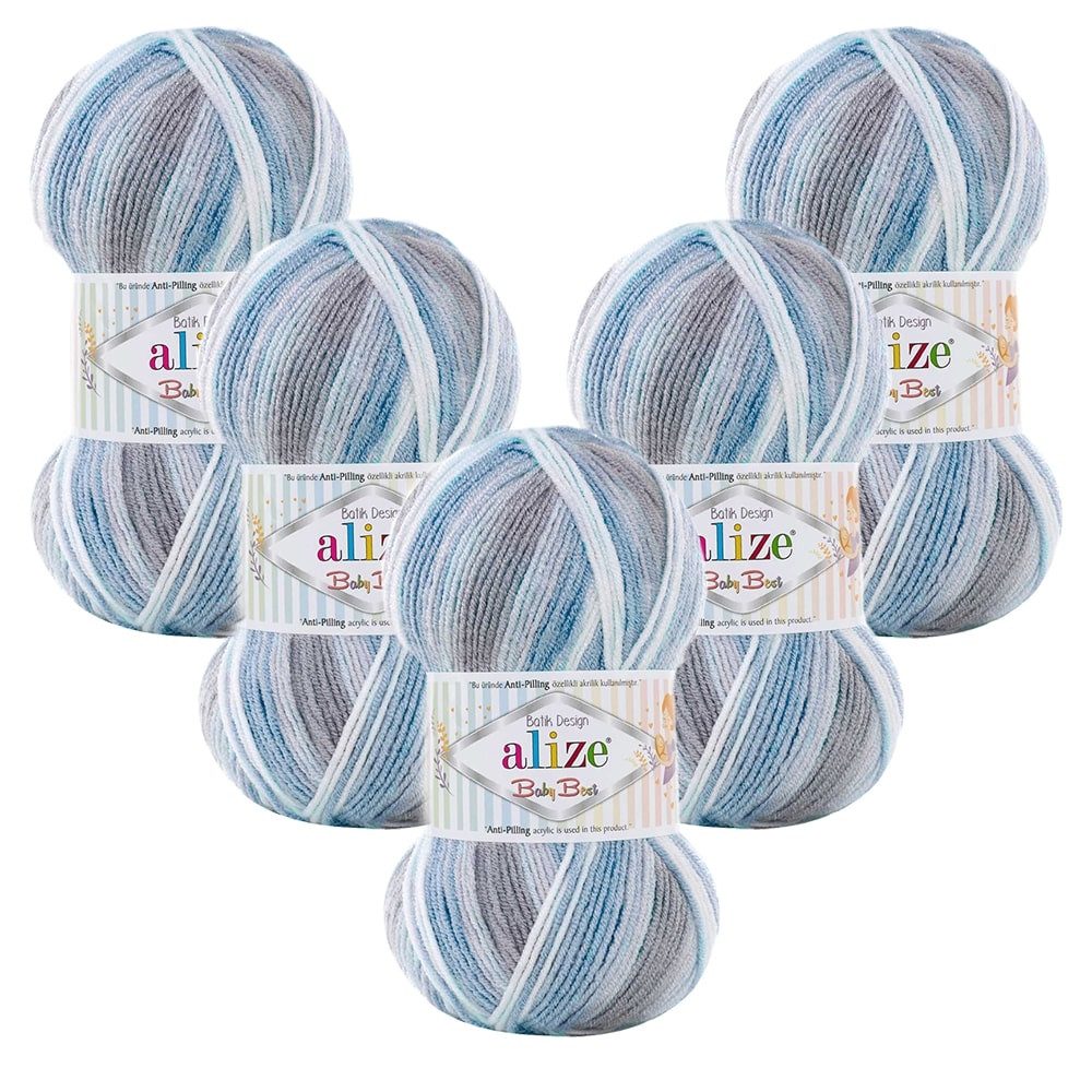 Alize 5 x ALIZE Baby Best Batik 7540 Häkelwolle, 240 m, Antipilling,Babywolle,Viskose
