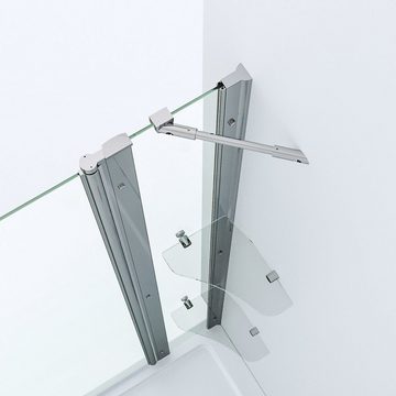 AQUABATOS Walk-in-Dusche Walk in Duschwand Glas 85 90 95 105 115 135cm Höhe 187 cm, 5 mm Einscheibensicherheitsglas (ESG), (Duschabtrennung Falttür Duschtrennwand Duschtür mit Festteil und Duschablagen Drehfalttür Duschkabinen Eckdusche variabler Verstellbereich,barrierefrei,rahmenlos,Hebe-Senk-Funktion), Echtglas, Sicherheitsglas, ohne Magnetprofil