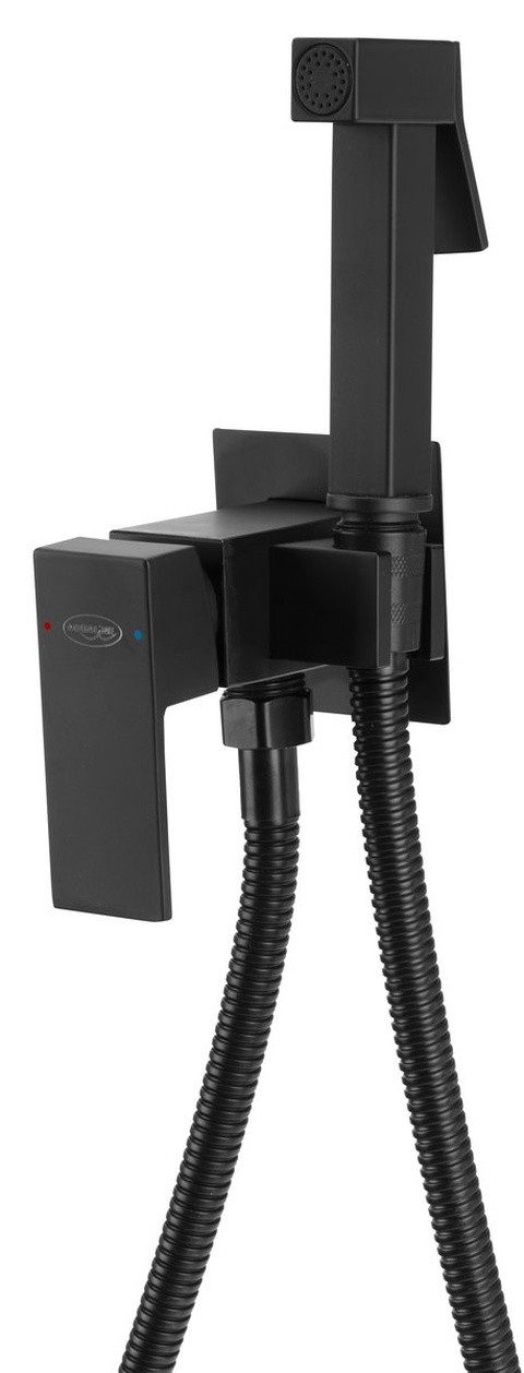 Aqualine Bidetarmatur Unterputz-Armatur mit Handbrause, Schlauch 1,2m, eckig, schwarz matt Aqualine-SK301B