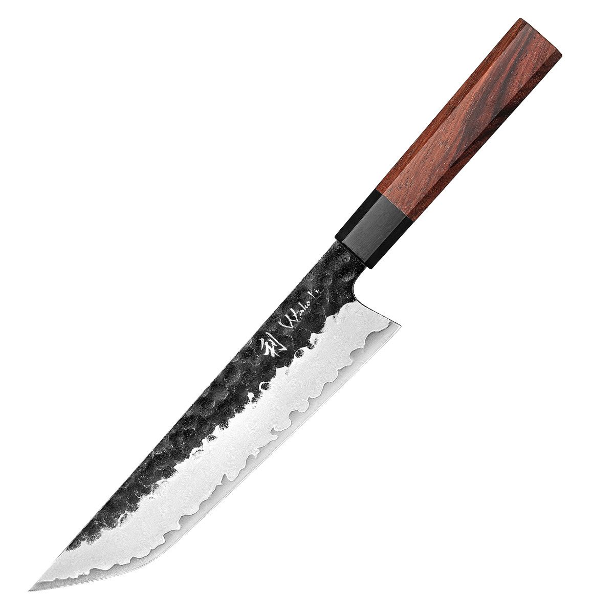 Wakoli Kochmesser Kensei Serie Sakimaru 21,5 cm Klinge, Redwood & schwarze Eiche Griff, 3 Lagen Verbundstahl