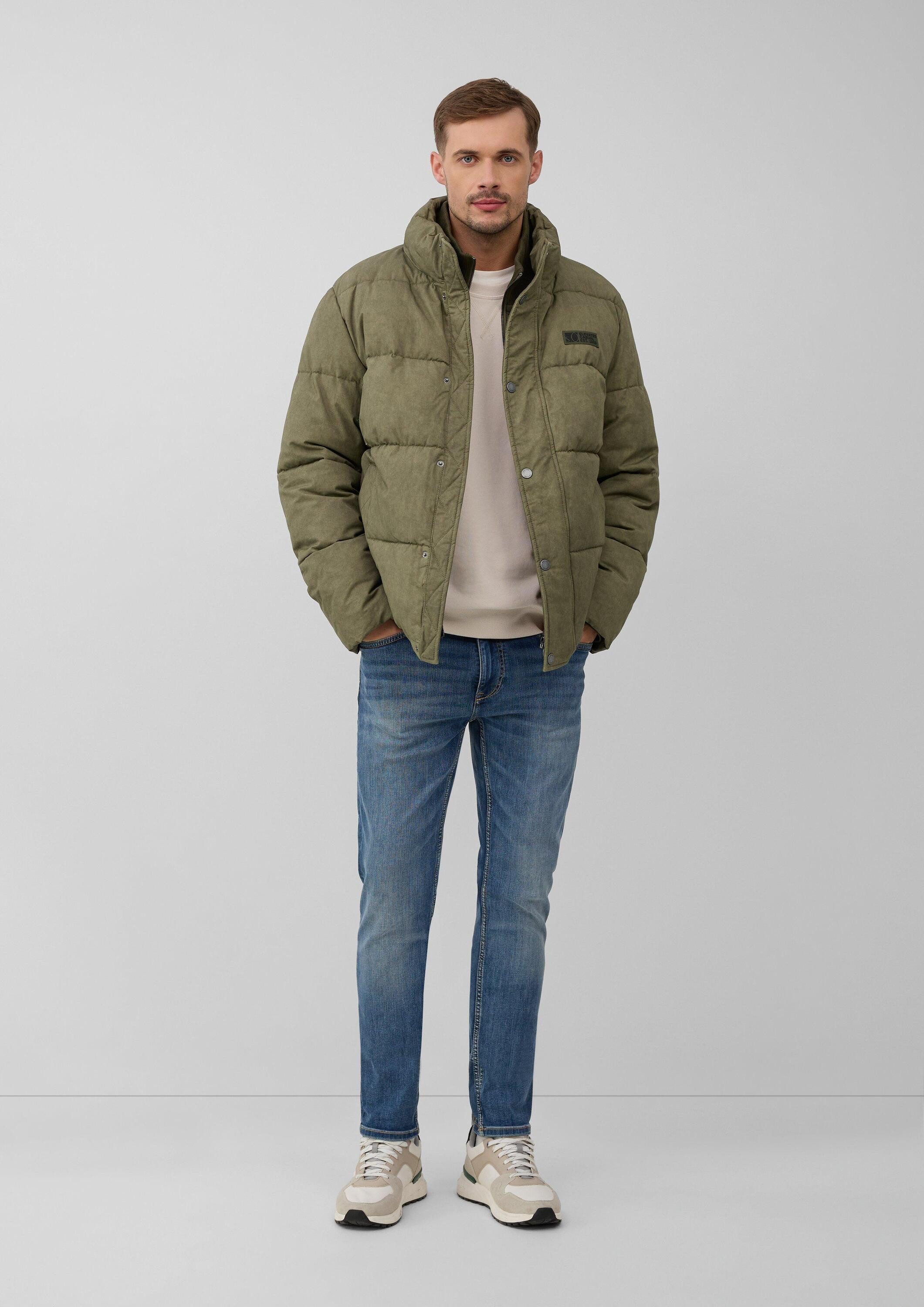 s.Oliver Winterjacke Outdoor-Jacke Gewaschene Pufferjacke aus Baumwolle mit Strickkragen