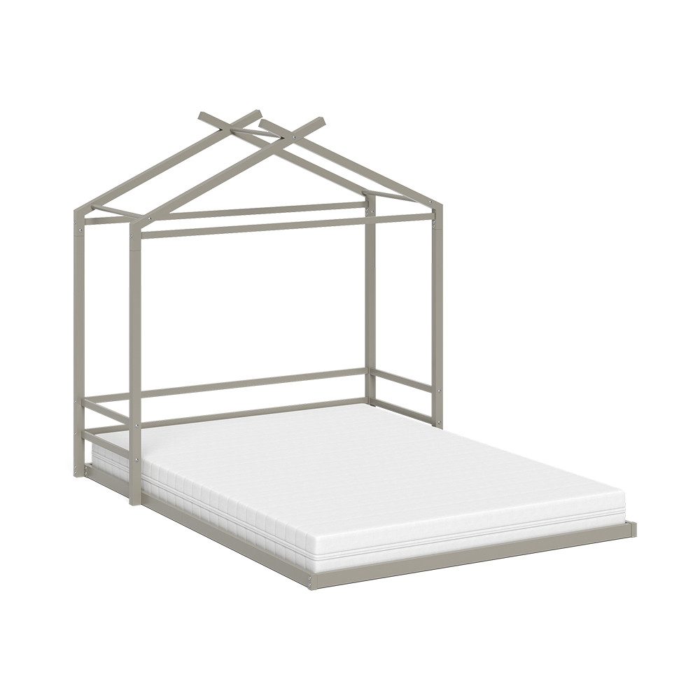 VitaliSpa® Hausbett Roofy, Greige, 140x200 mit Matratze (2-tlg)