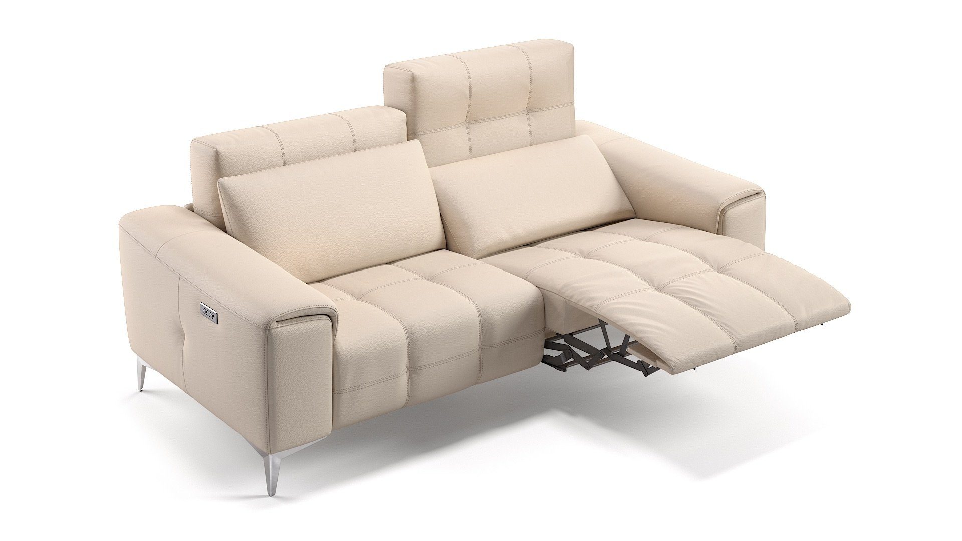 Sofanella 2Sitzer Sofanella Ledersofa SALENTO 2Sitzer Couch Designercouch in Weiß, mit Relax