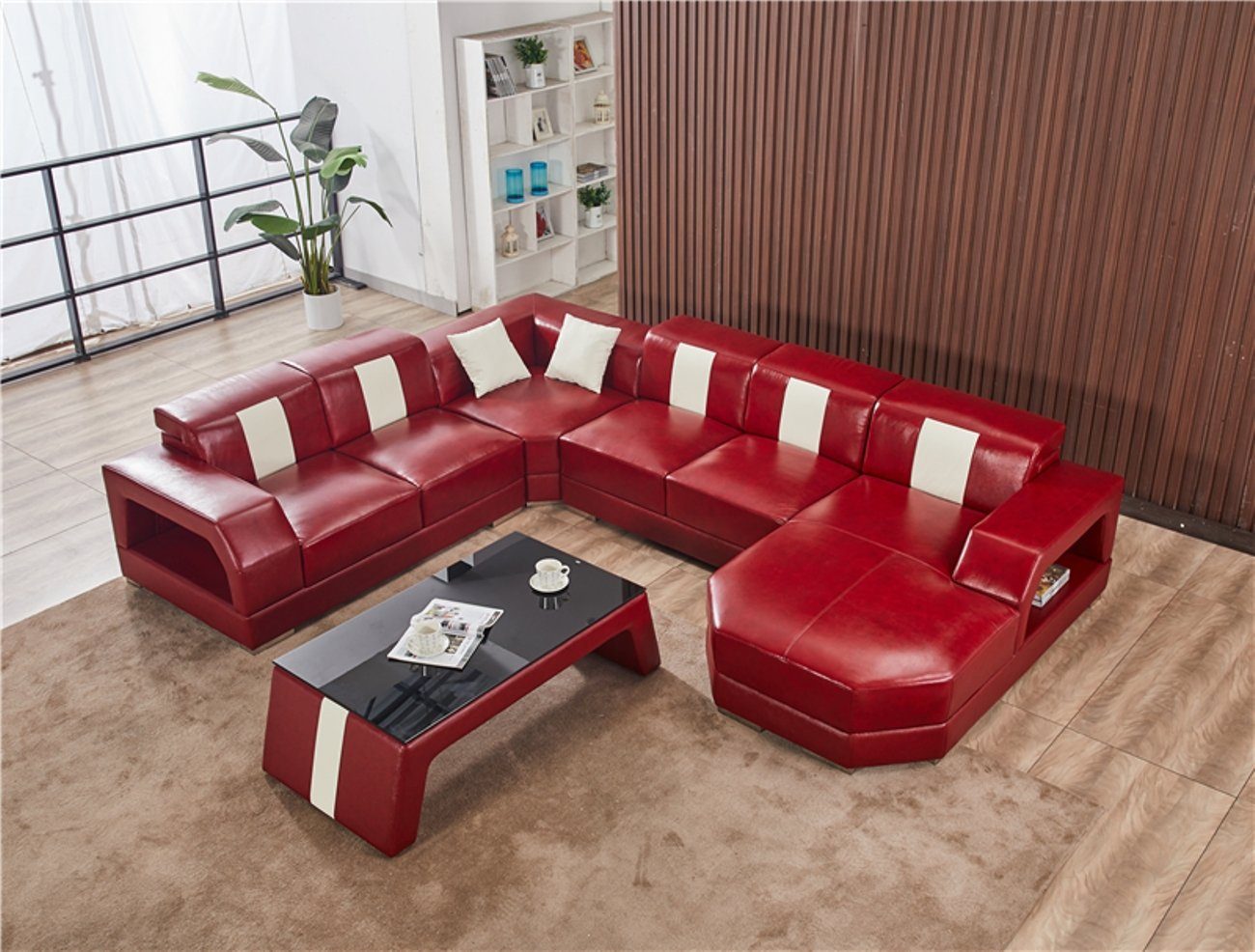 JVmoebel Ecksofa Sofa Sitz Eck Garnitur Polster Ecke Couch Design Couch Luxus, Made in Europe Rot