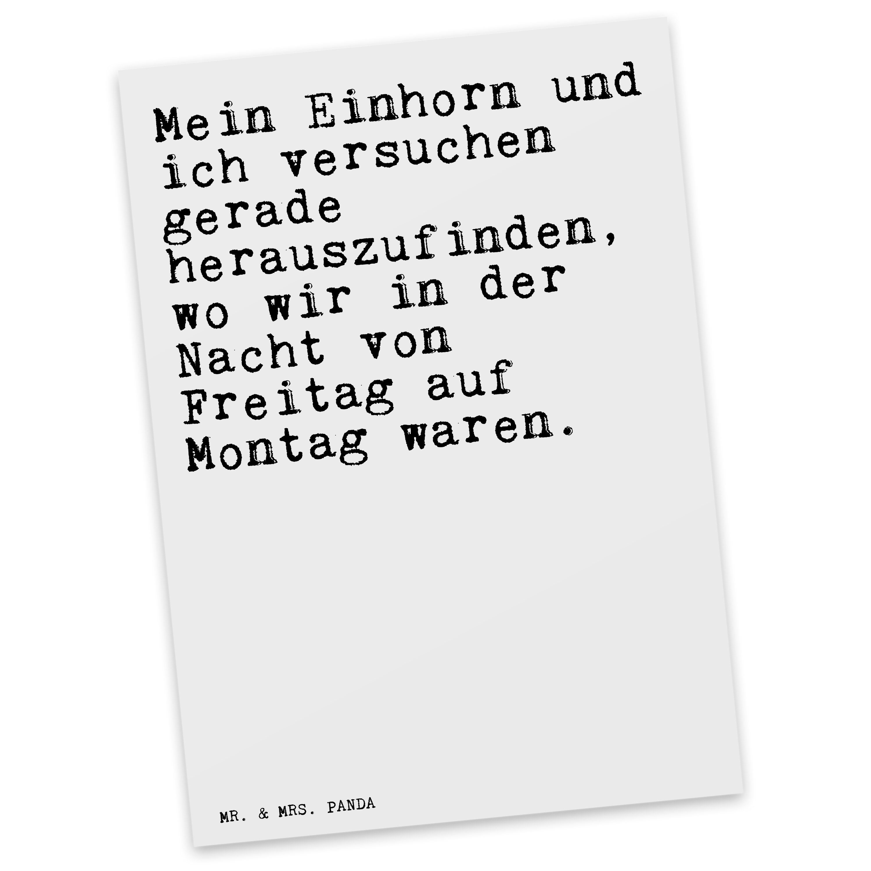 Mrs. ich... Weiß und Panda - Geschenkka Stress, Spruch, & Geschenk, Postkarte - Mein Einhorn Mr.